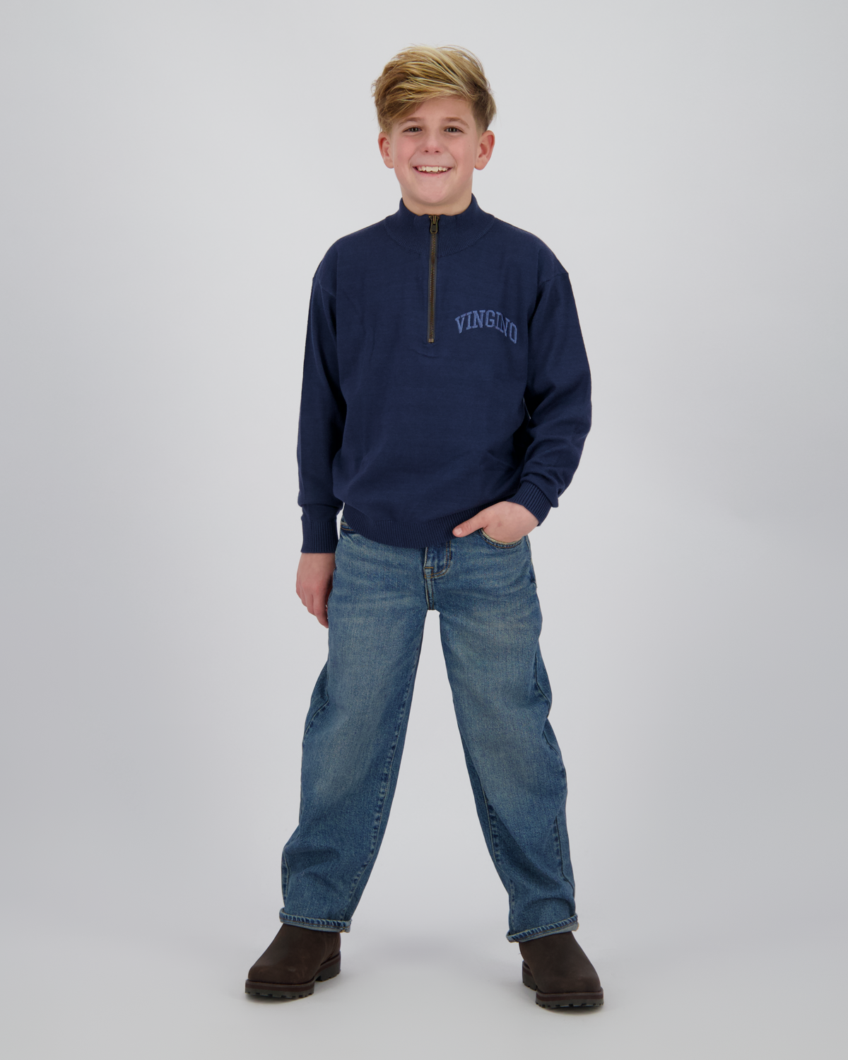 Flat knit Icon-halfzip