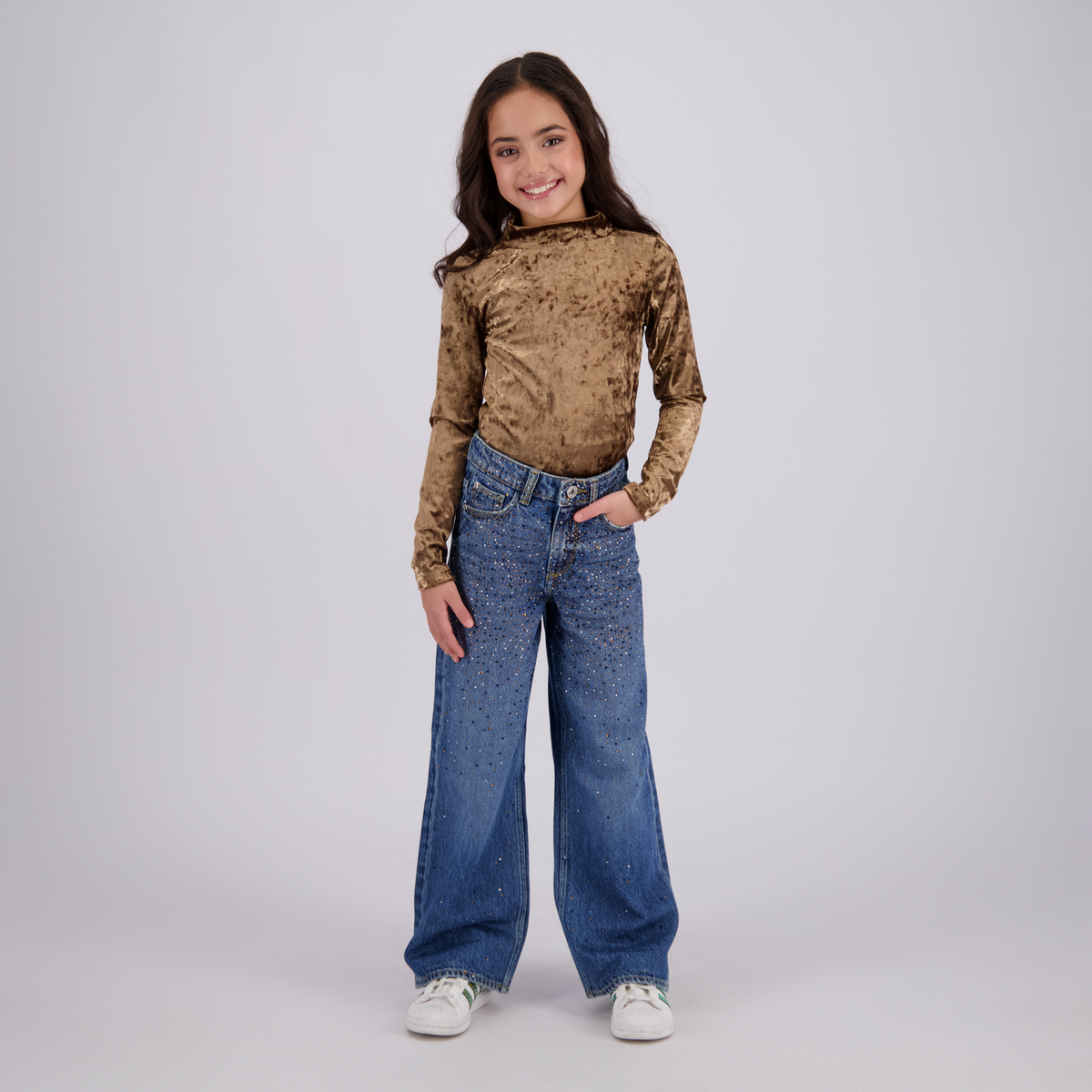 Meisjes Extra Wide Leg Jeans Cassie Stones