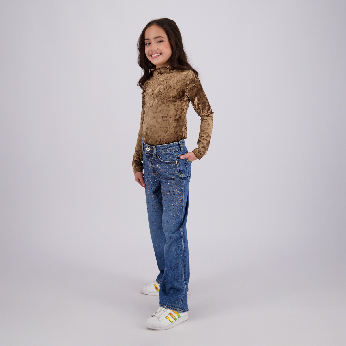 Meisjes Extra Wide Leg Jeans Cassie Stones
