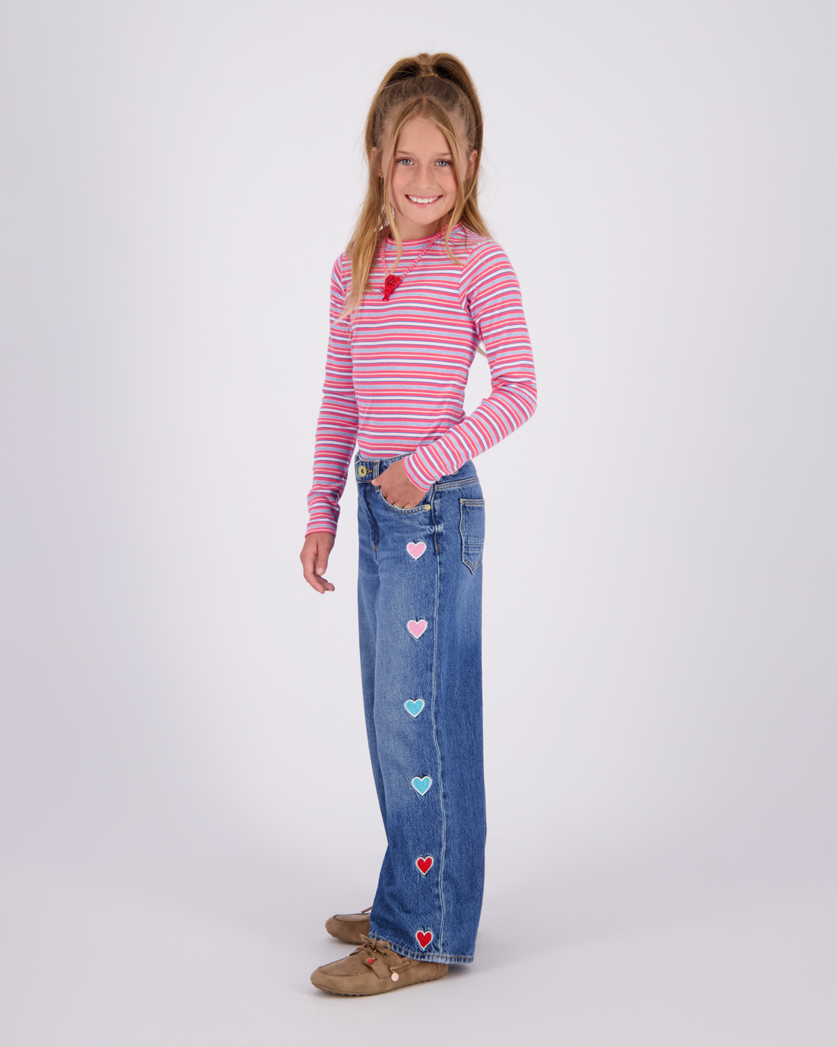 Girls Extra wide leg Jeans Cassie Hearts