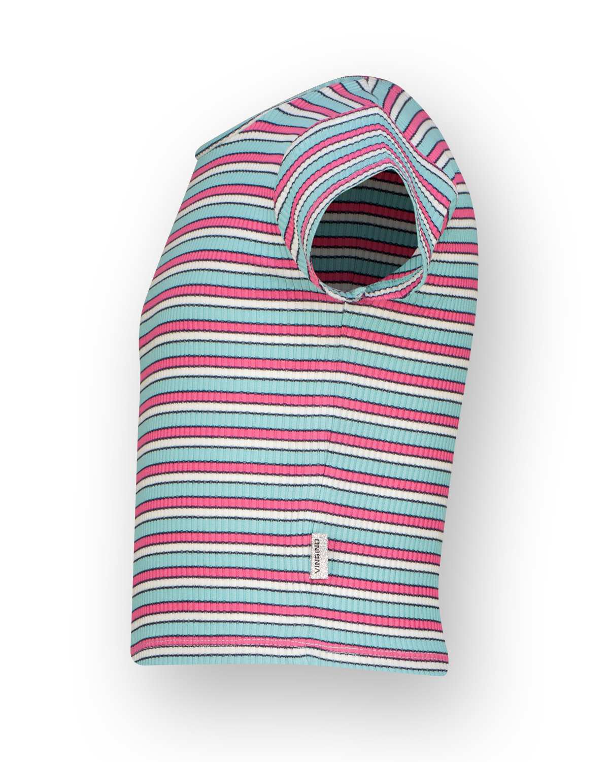 T-shirt Basic rib crop striped tee