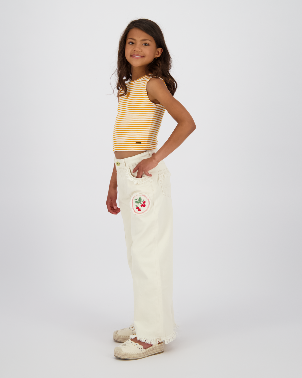 Top Icon-Crop stripe rib