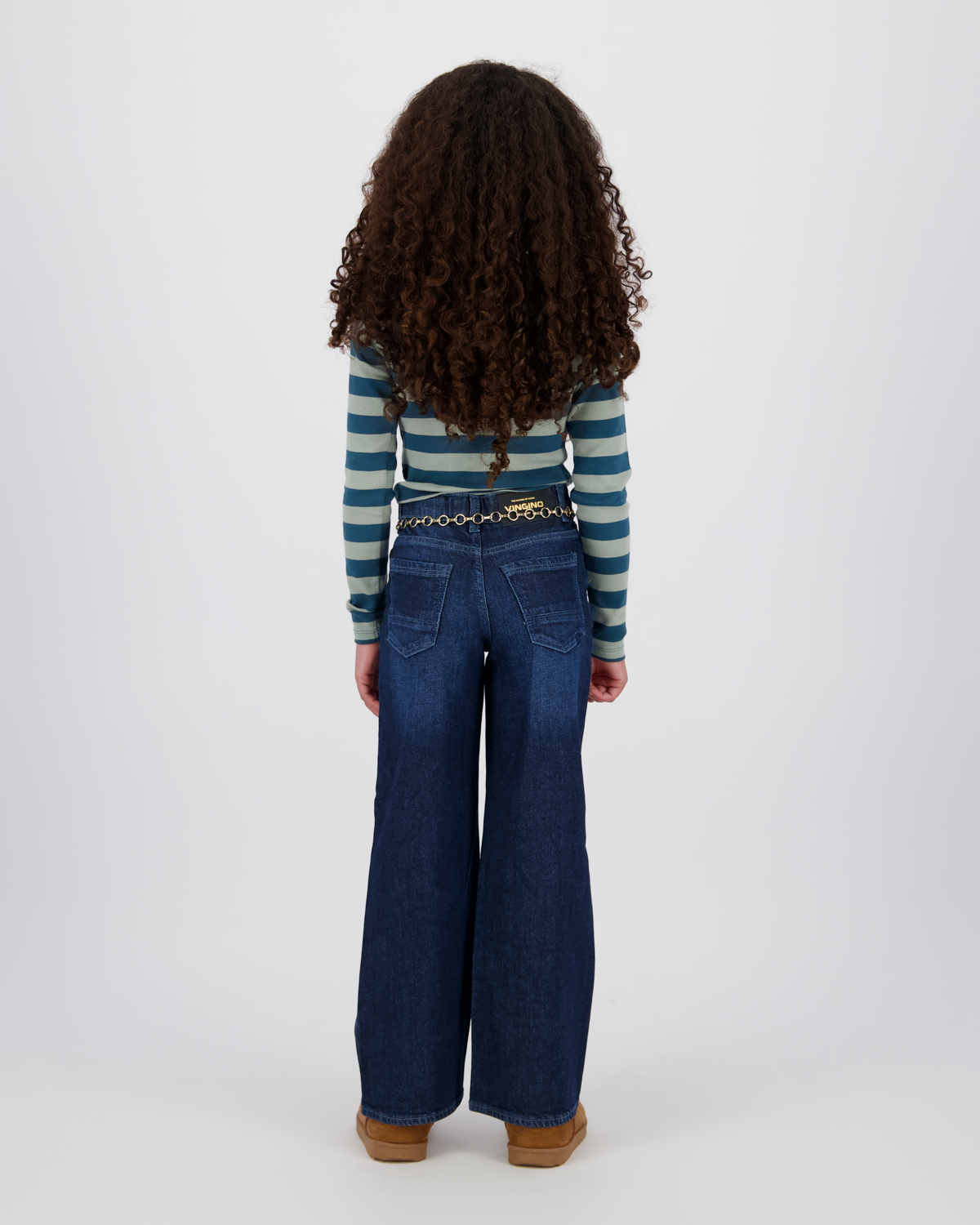 Top G-basic-crop rib stripe