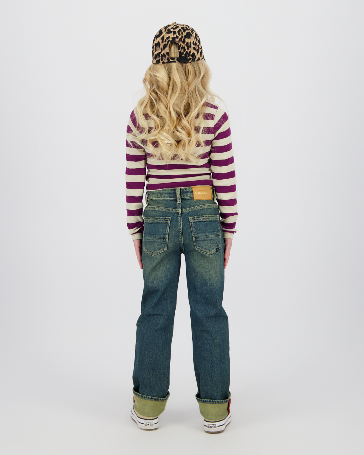 Top G-basic-crop rib stripe