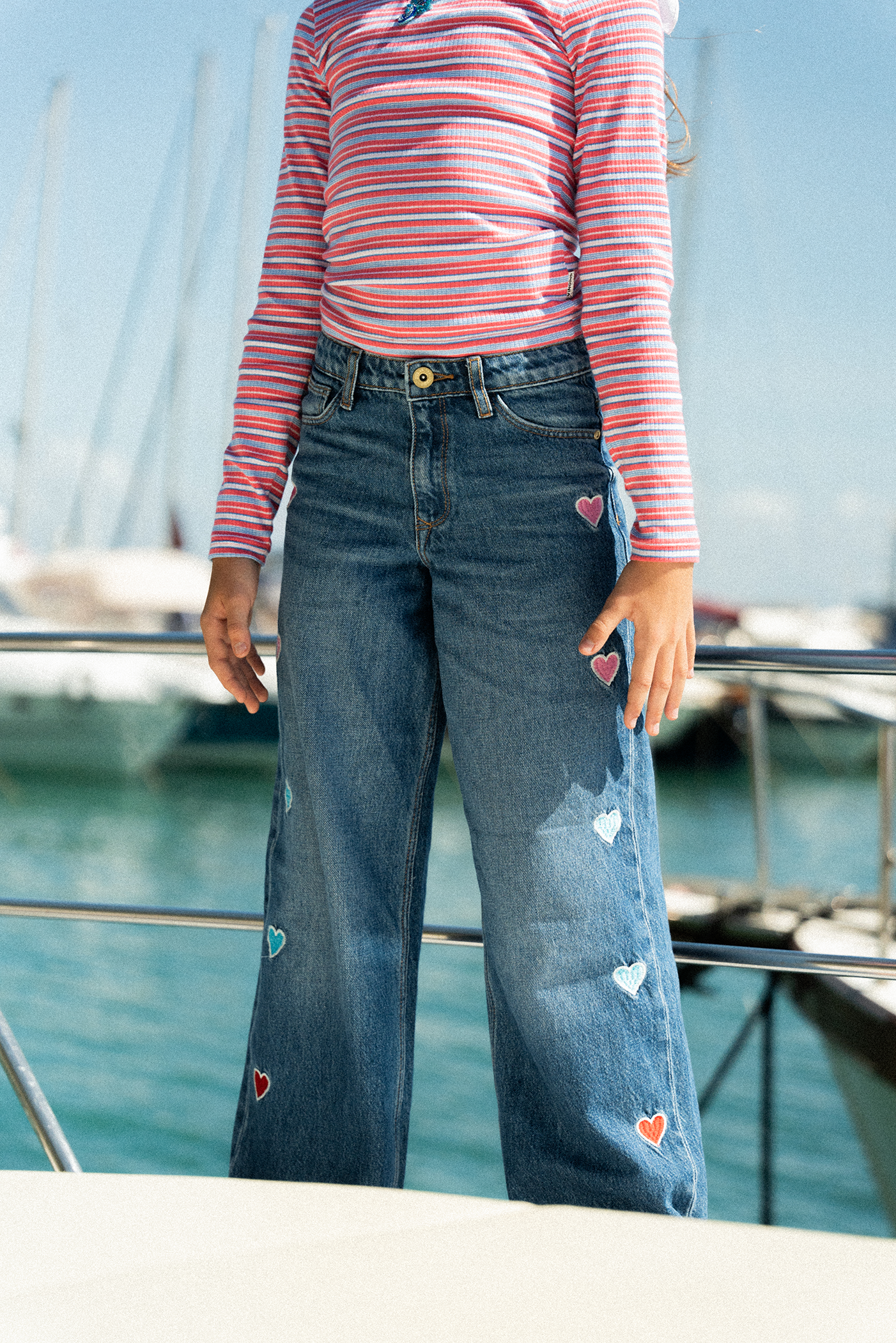 Girls Extra wide leg Jeans Cassie Hearts