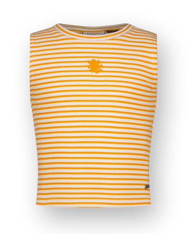 Top Icon-Crop stripe rib