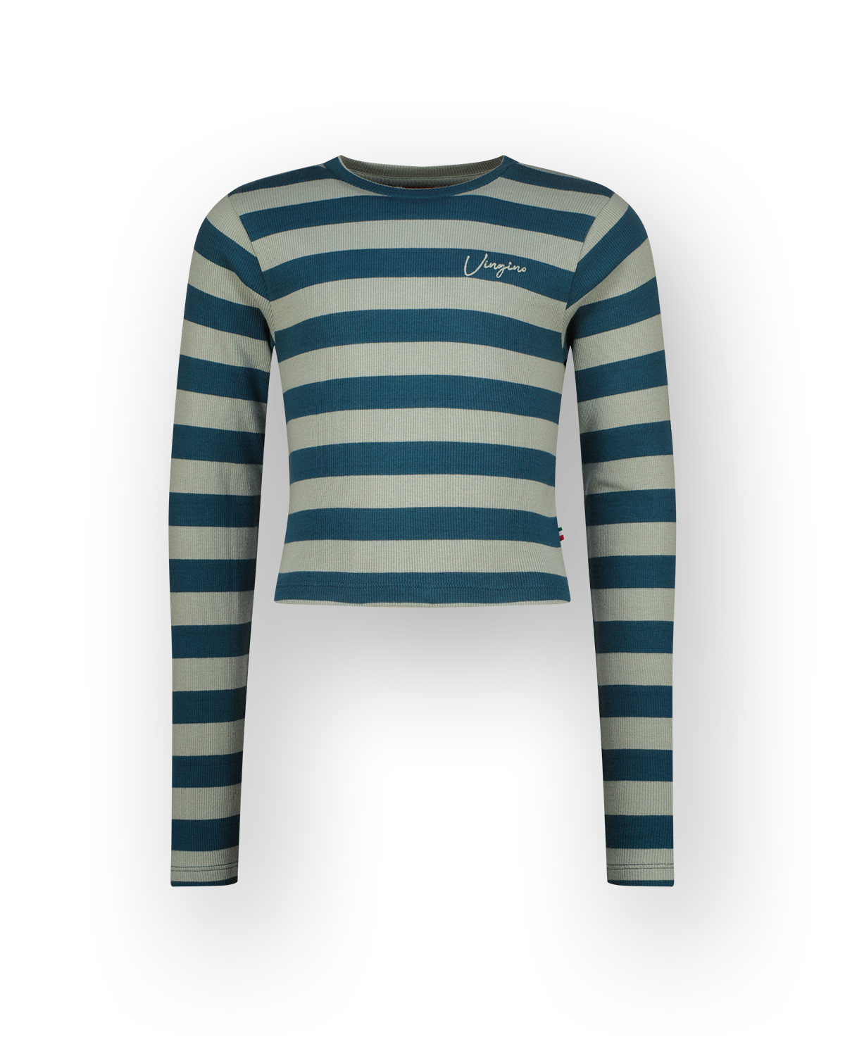 Top G-basic-crop rib stripe