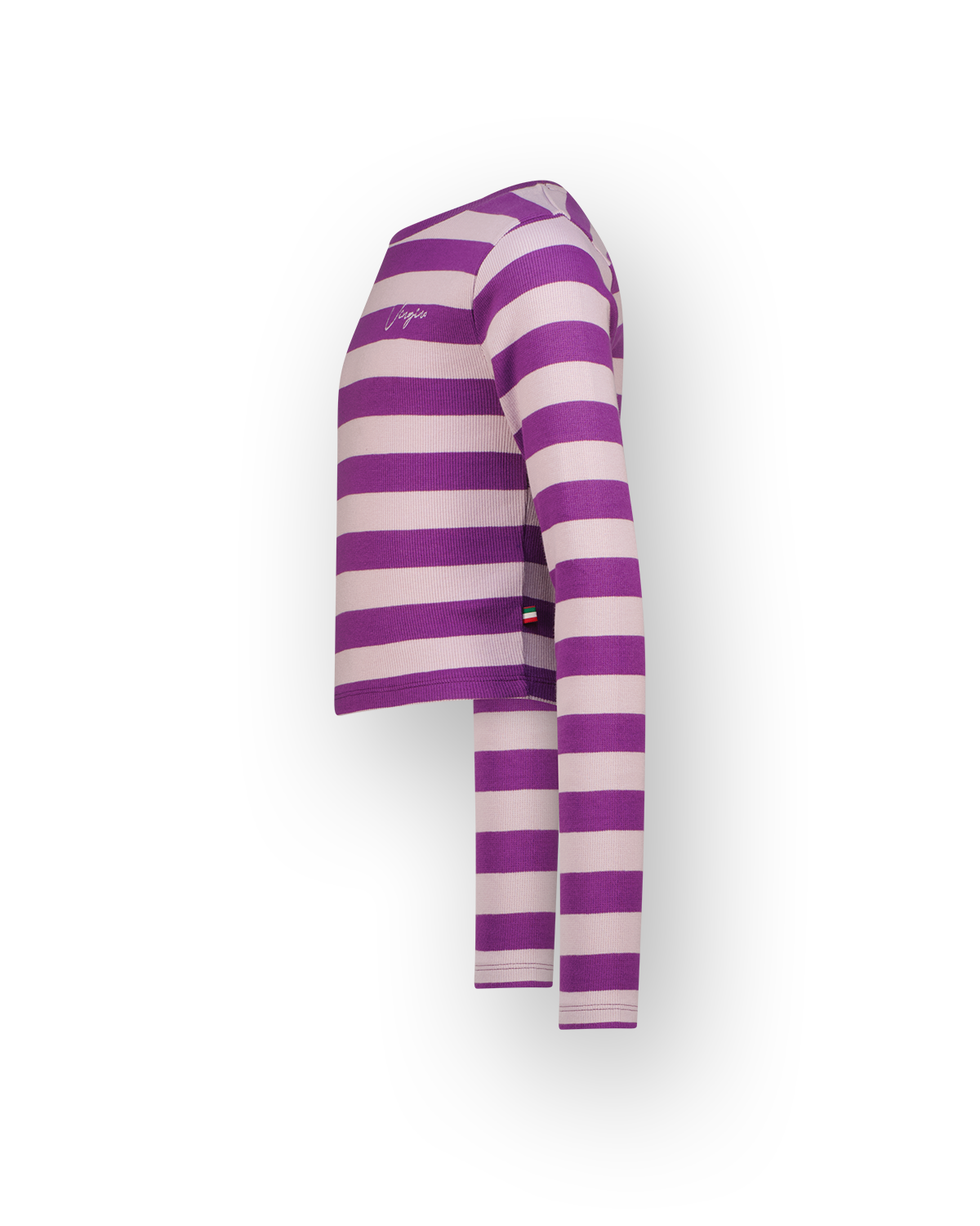 Top G-basic-crop rib stripe