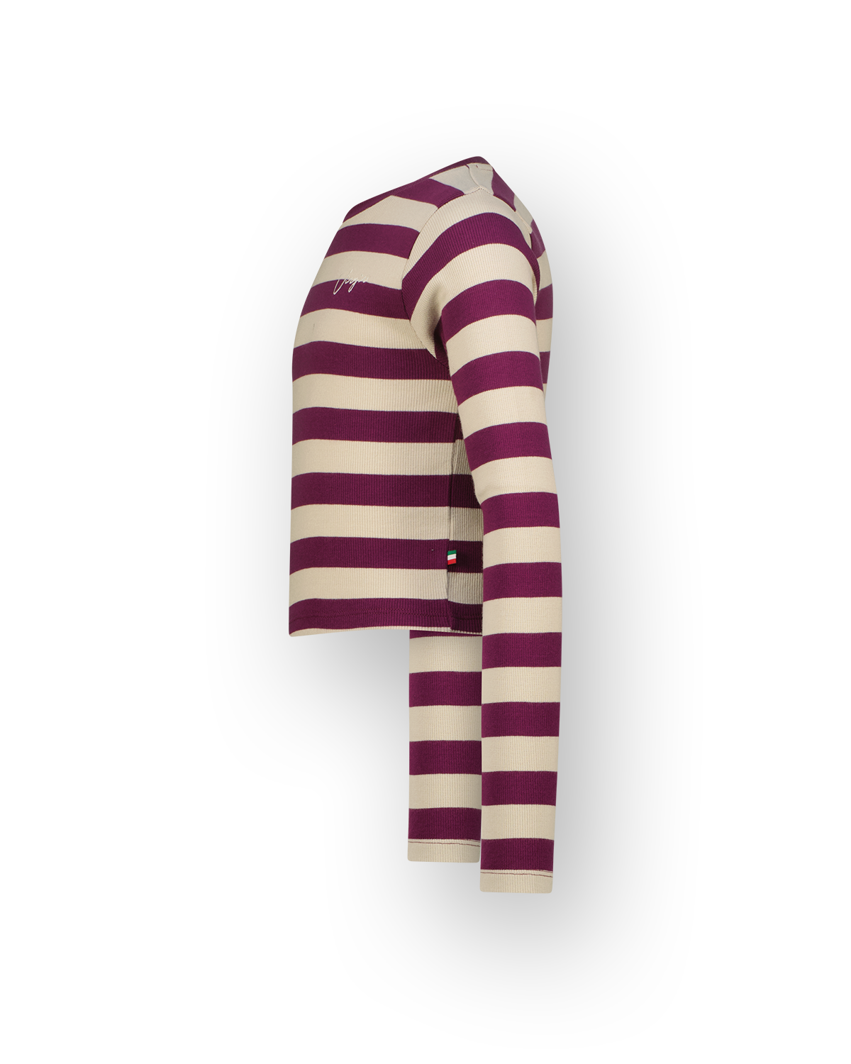 Top G-basic-crop rib stripe