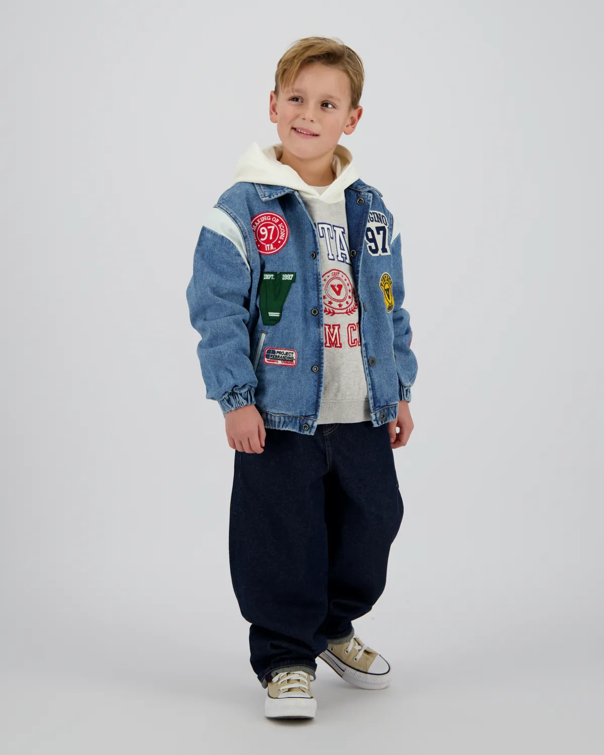 Jongens Boxy Jas Figo badge | Blauw