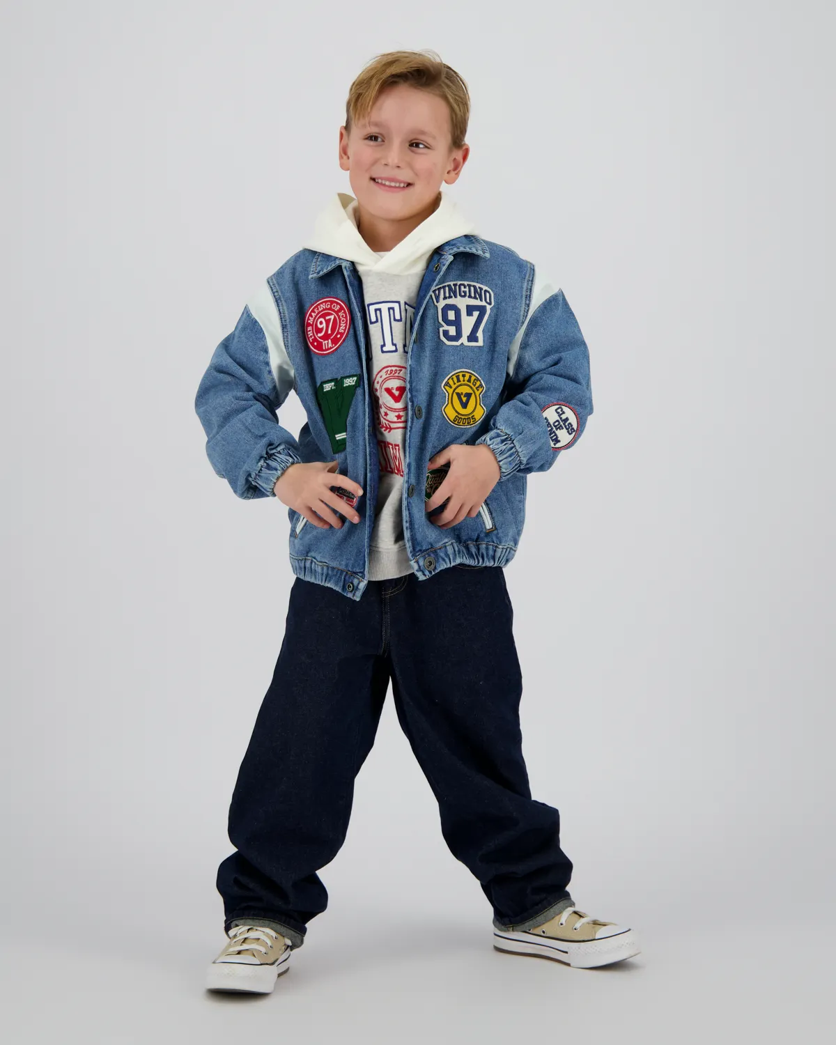 Jongens Boxy Jas Figo badge | Blauw