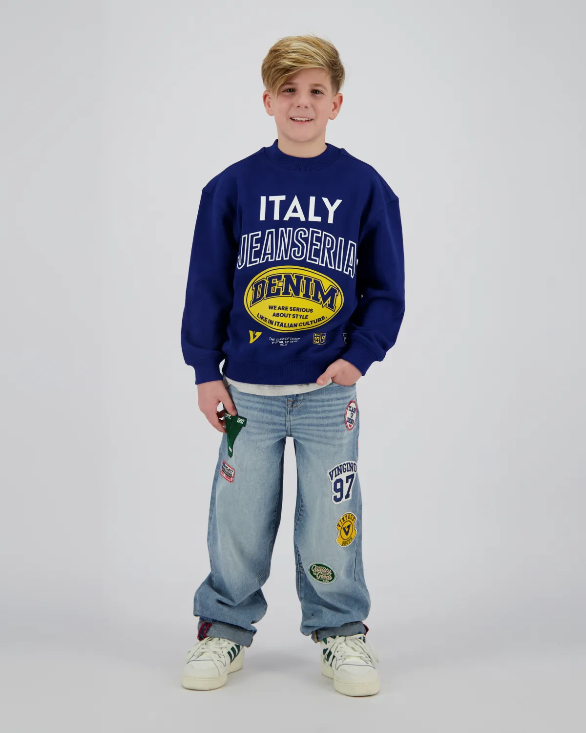 Jongens Baggy Jeans Kit badge | Blauw