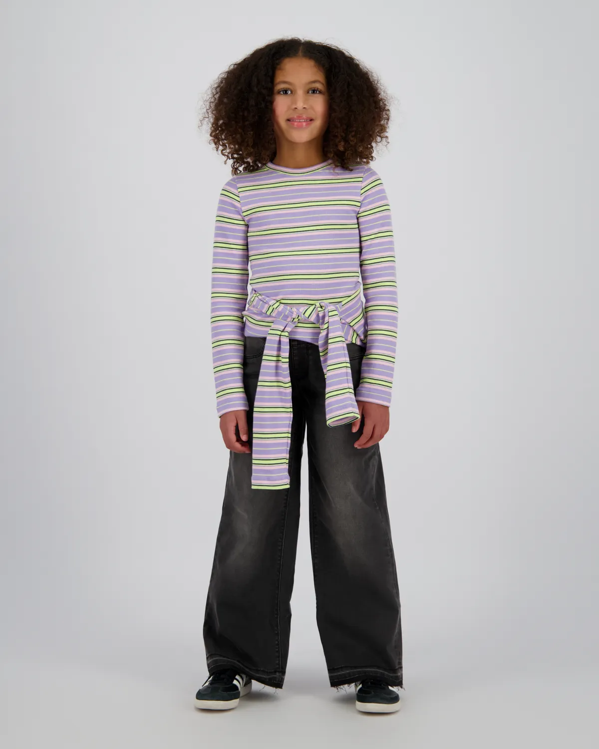 Meisjes T-shirt Basic stripe top | Paars