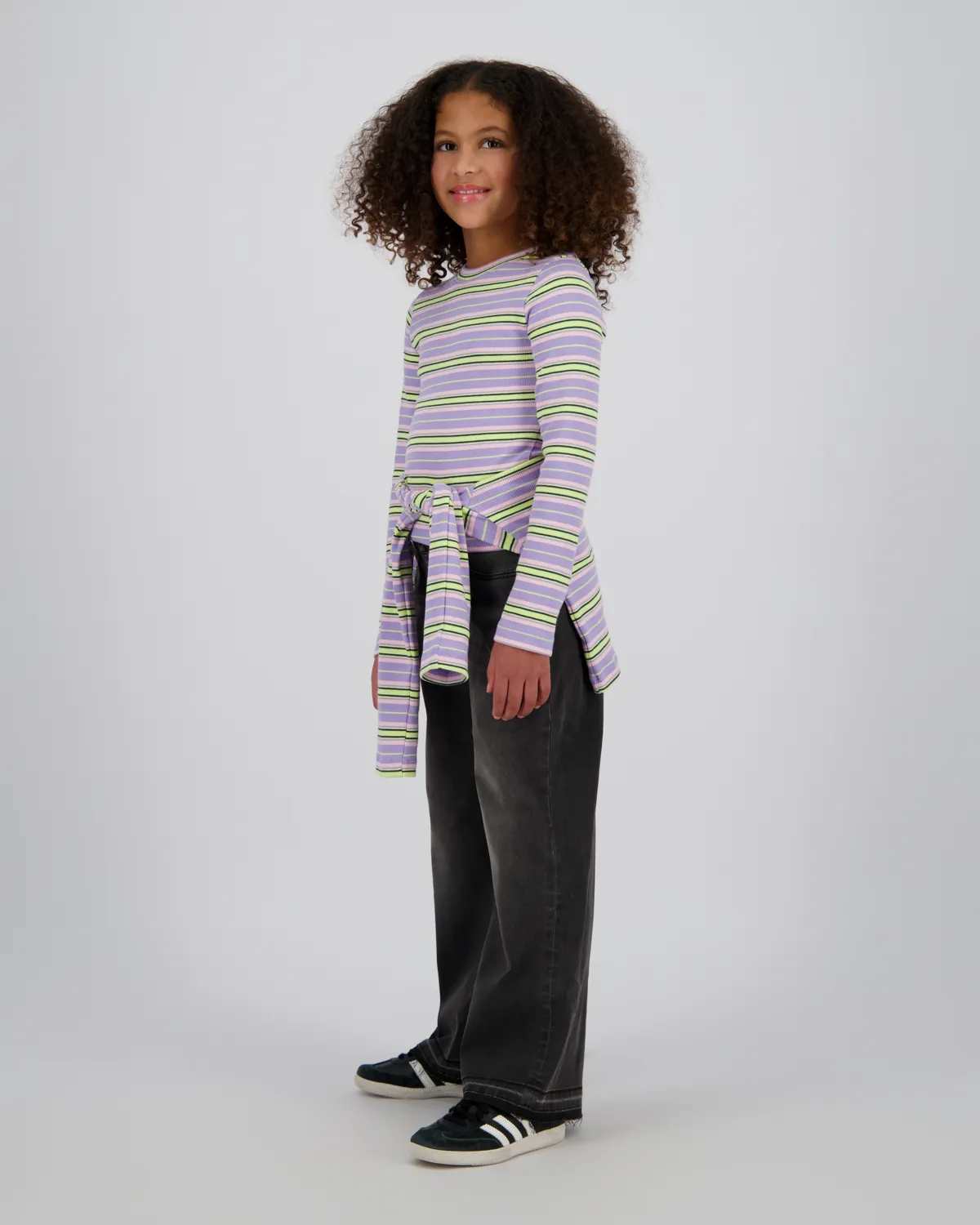Meisjes T-shirt Basic stripe top | Paars