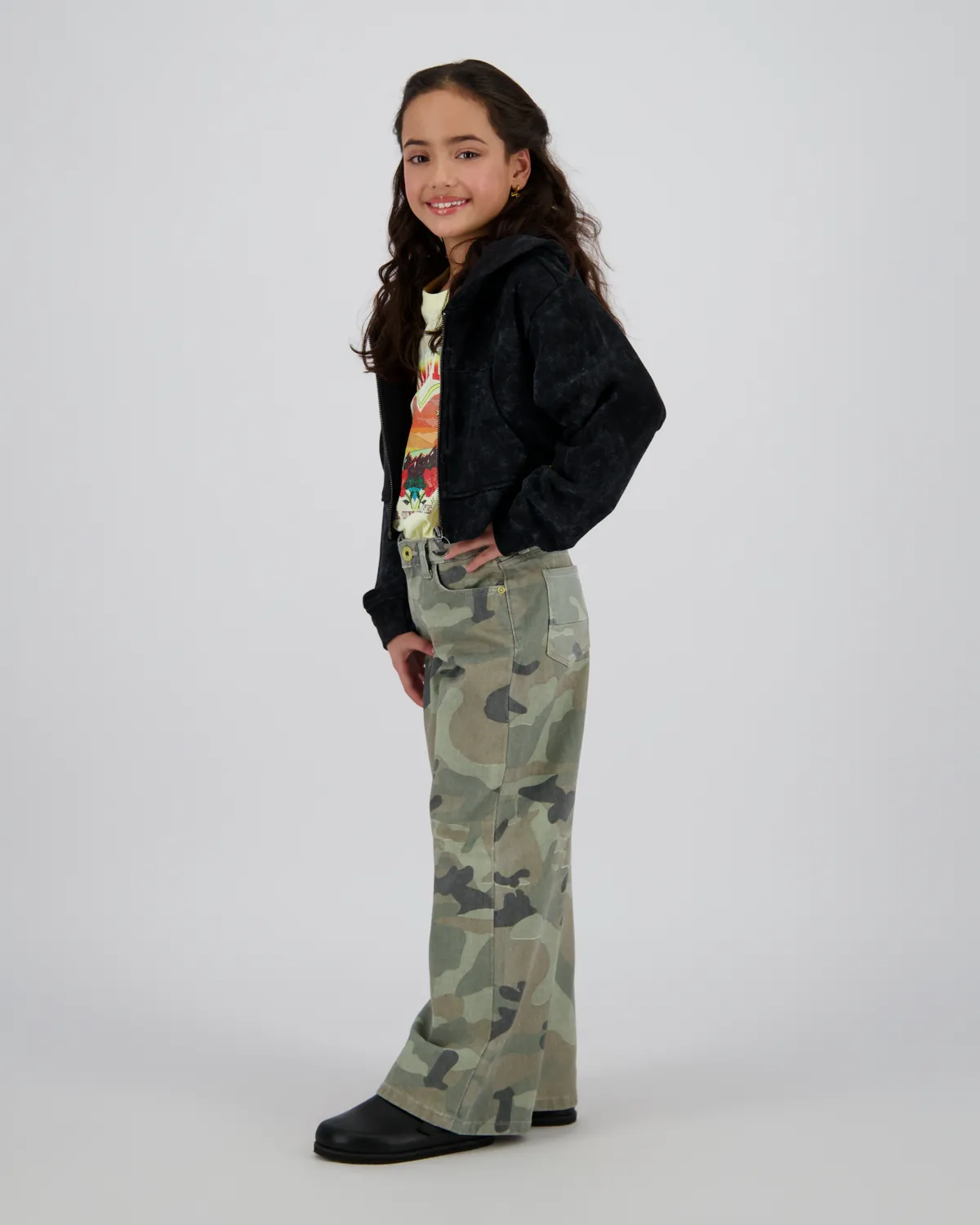 Extra wide leg Jeans Cassie Camo