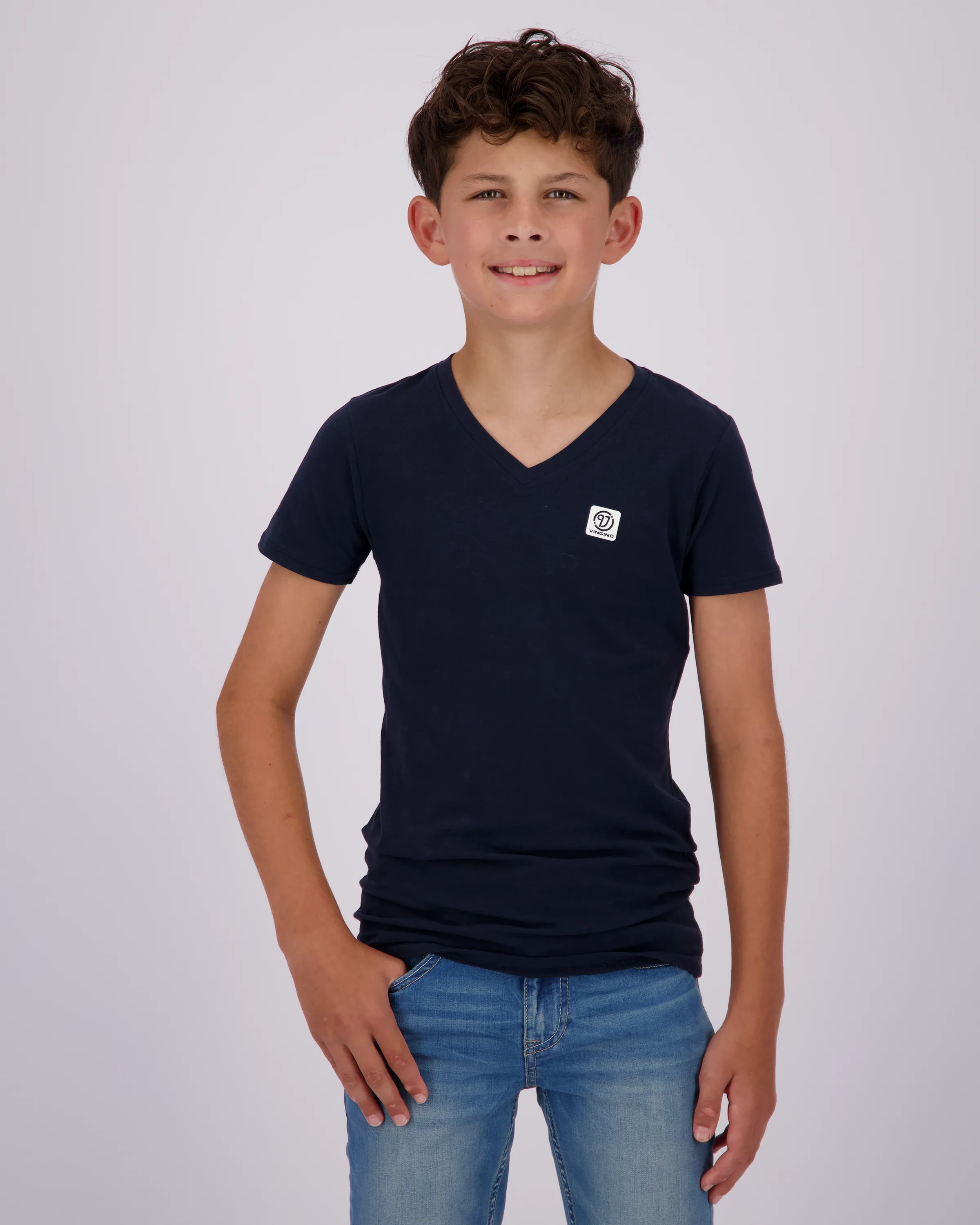 Jongens B Basic v-neck T-shirt | Blauw