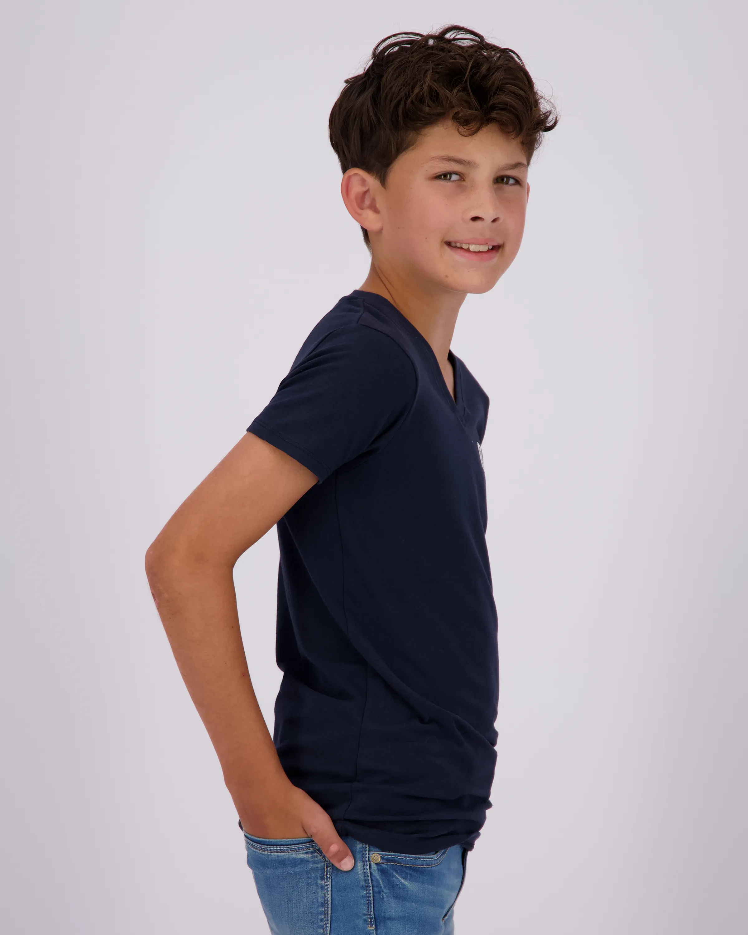 Jongens B Basic v-neck T-shirt | Blauw