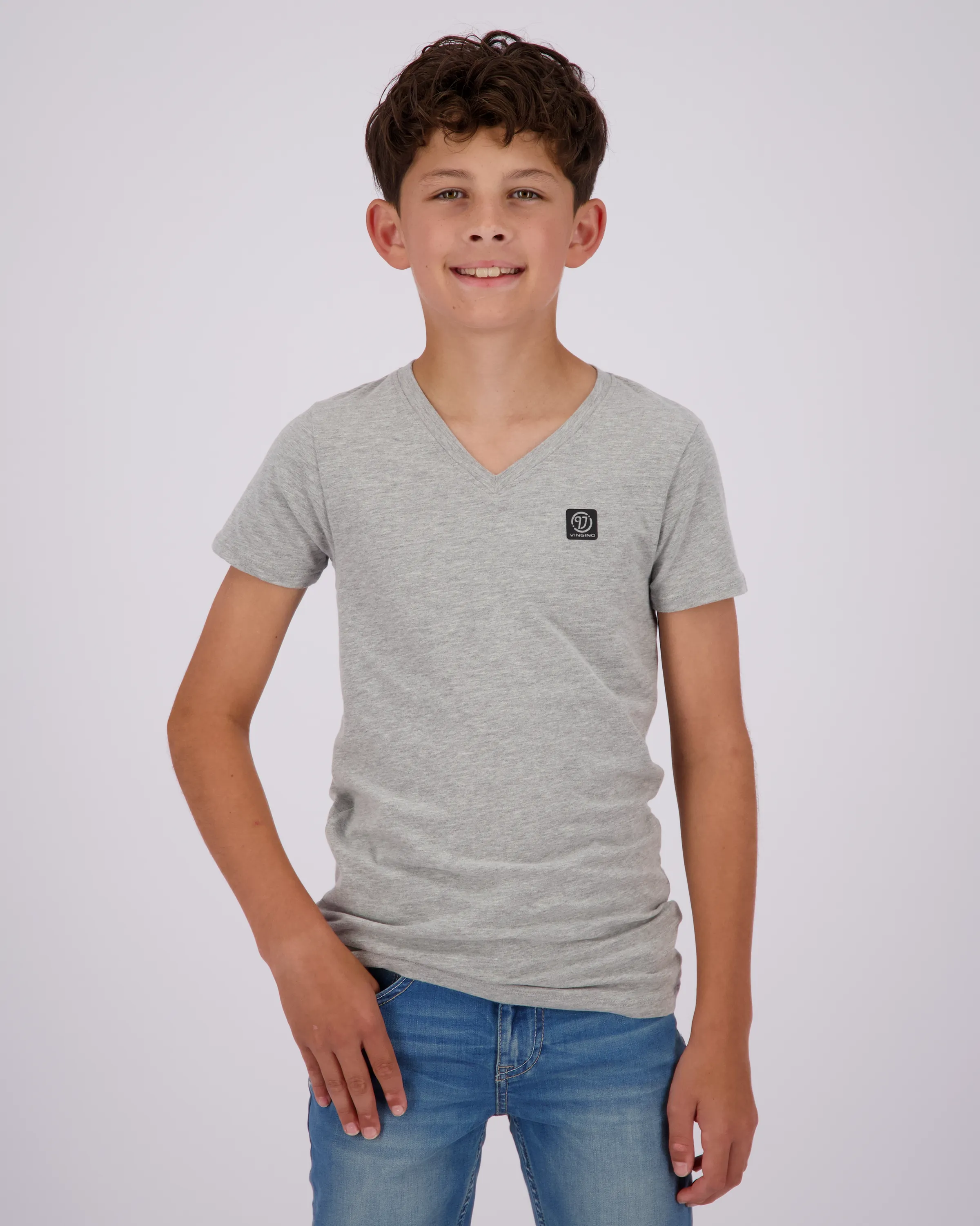 Jongens B Basic v-neck T-shirt | Grijs
