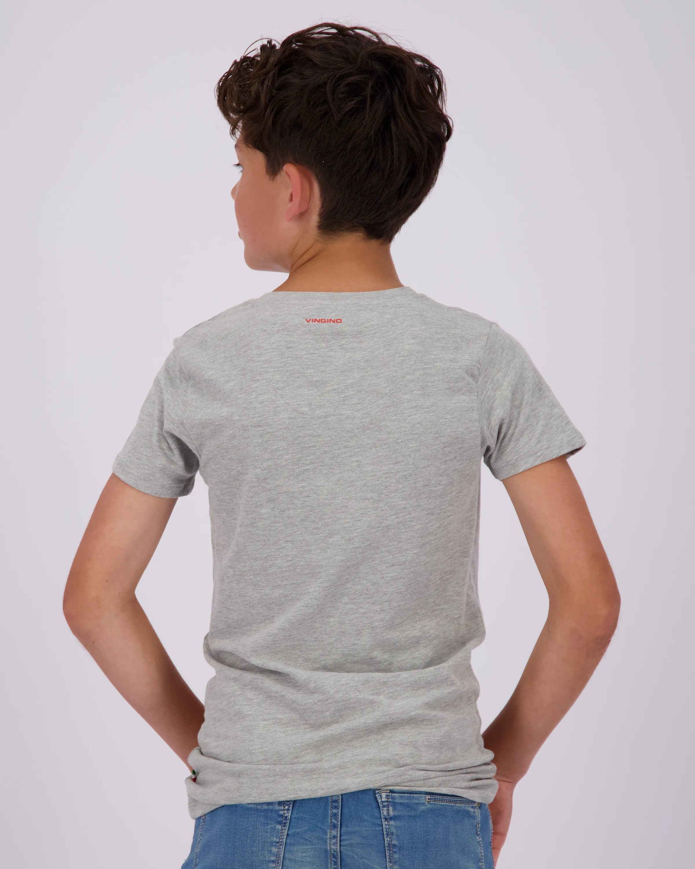 Jongens B Basic v-neck T-shirt | Grijs