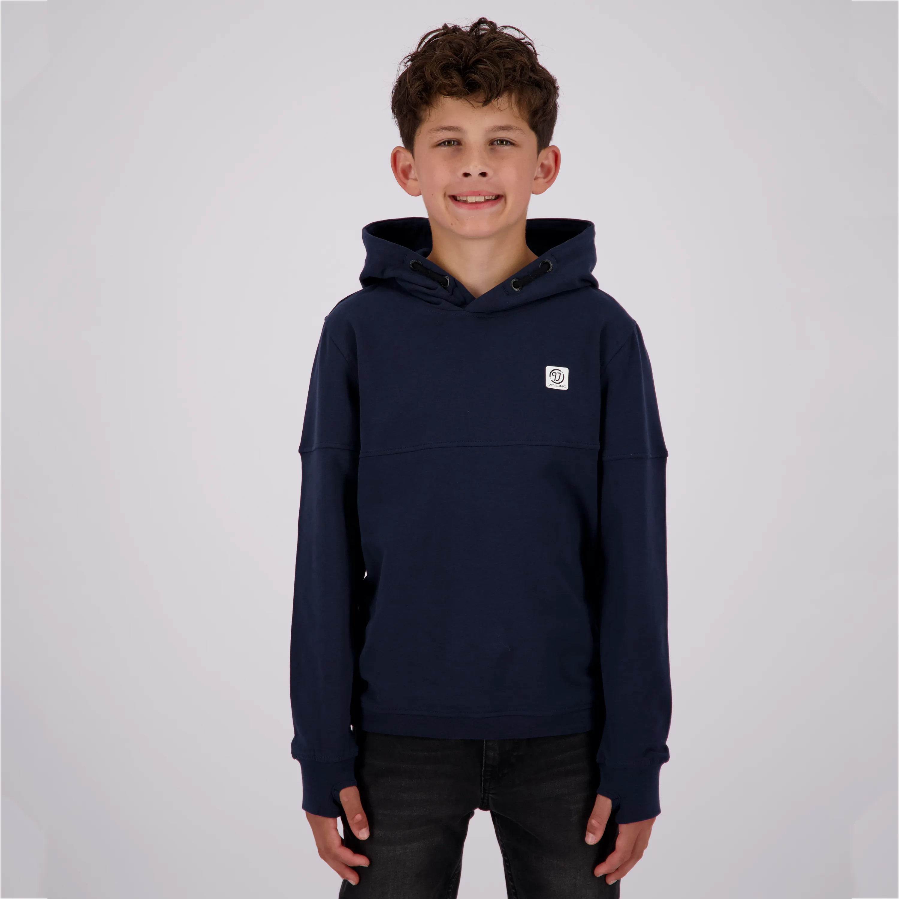 Jongens Basic logo hoodie | Blauw