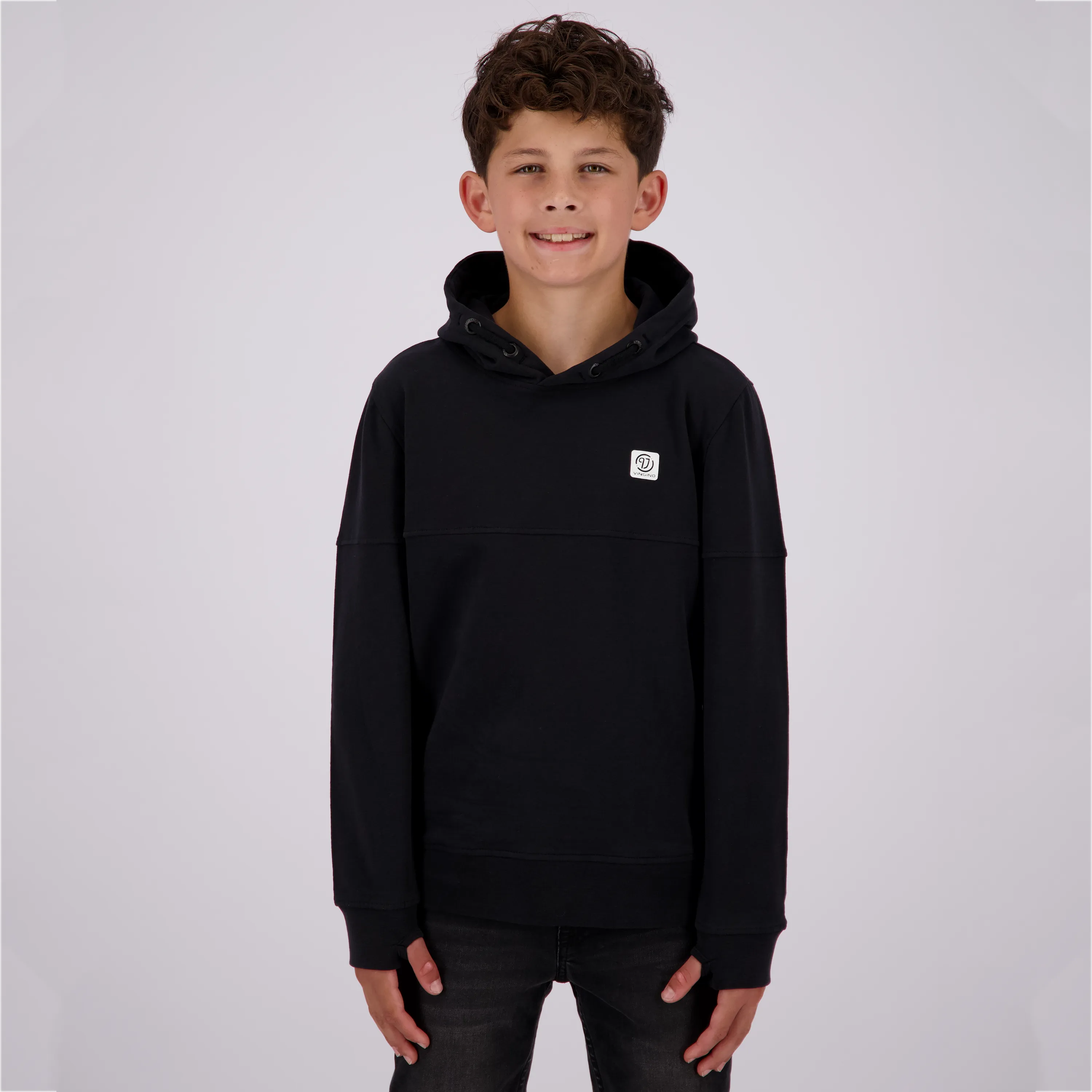 Jongens Basic logo hoodie | Zwart