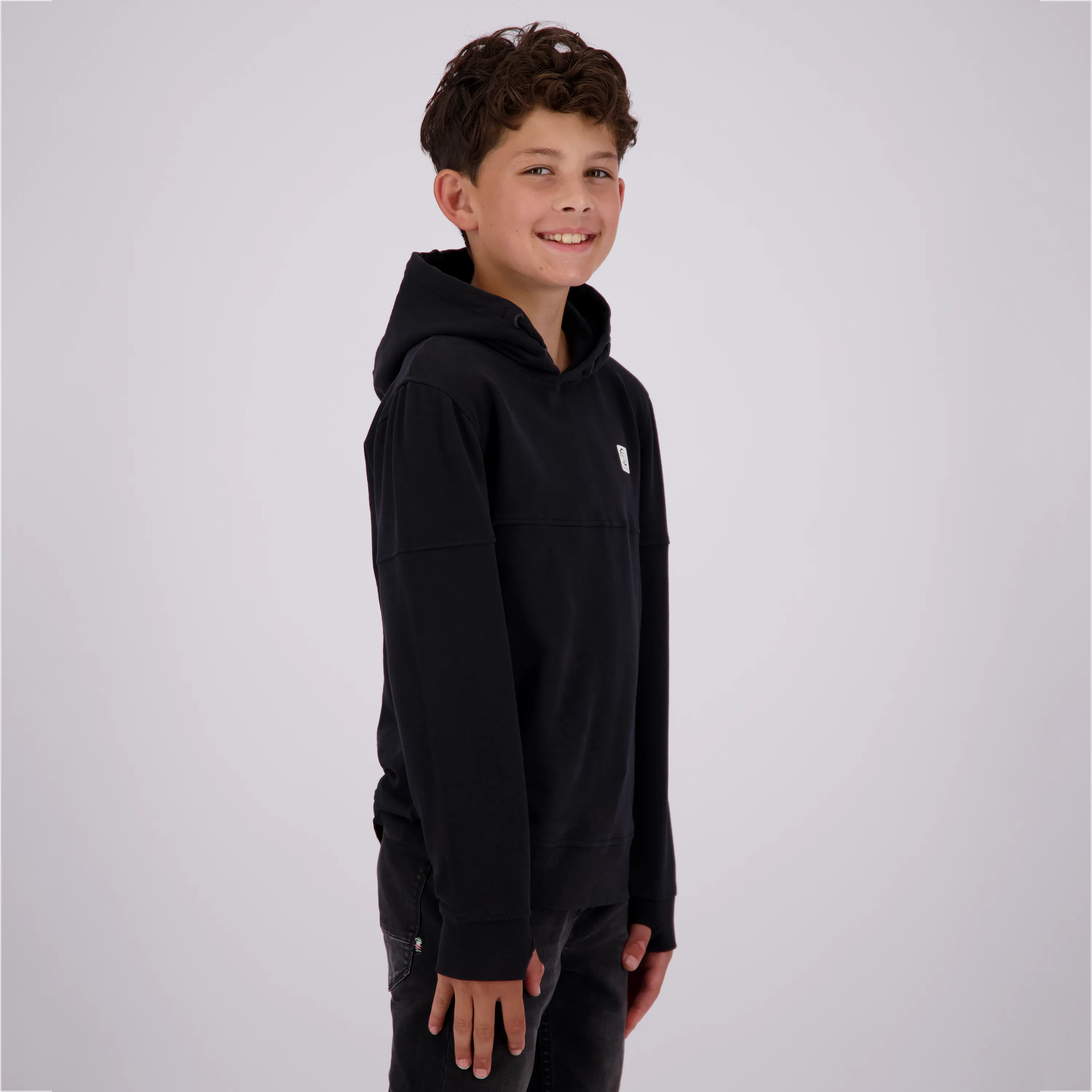 Jongens Basic logo hoodie | Zwart