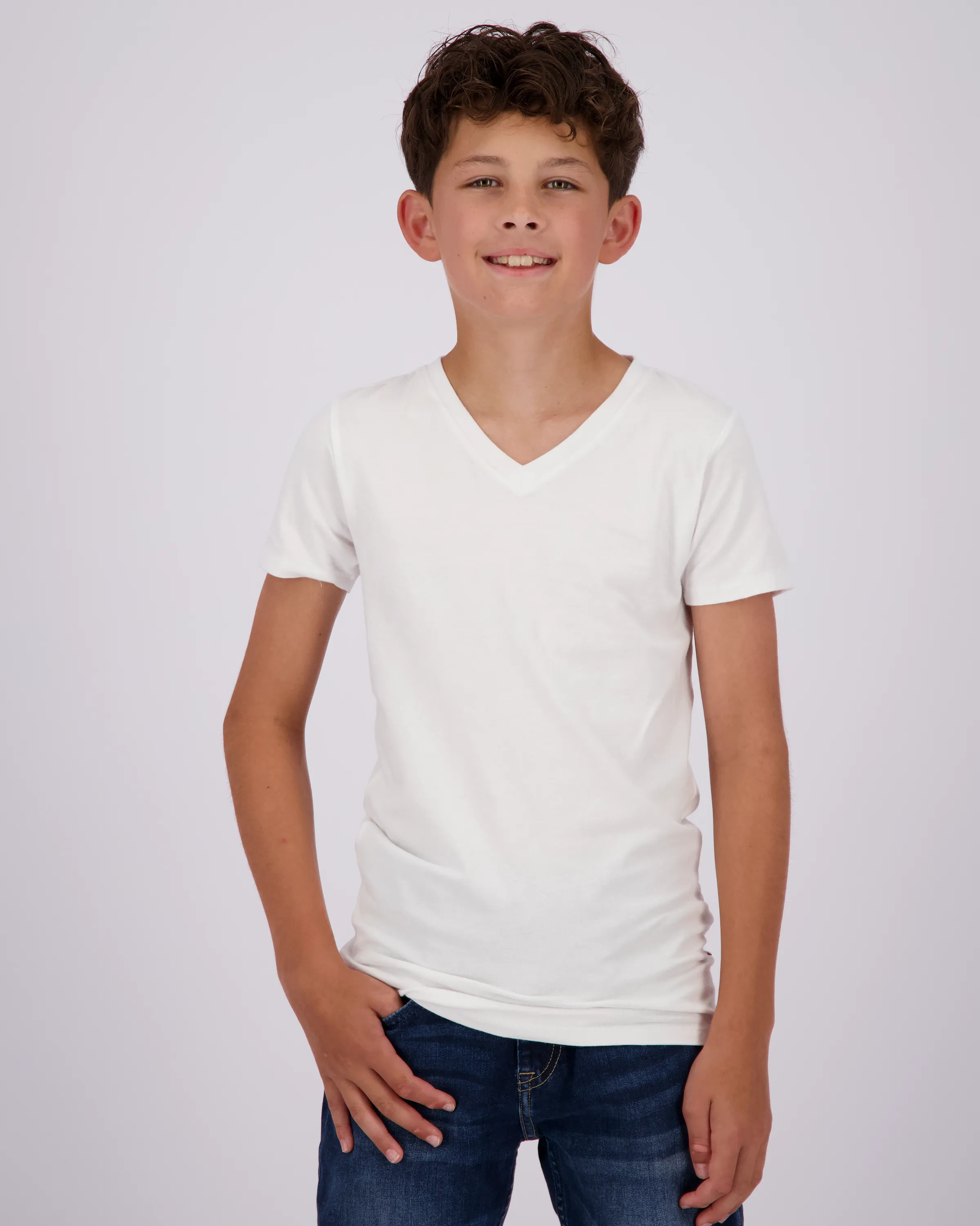 Boys T-shirt V-neck 2 pack | White