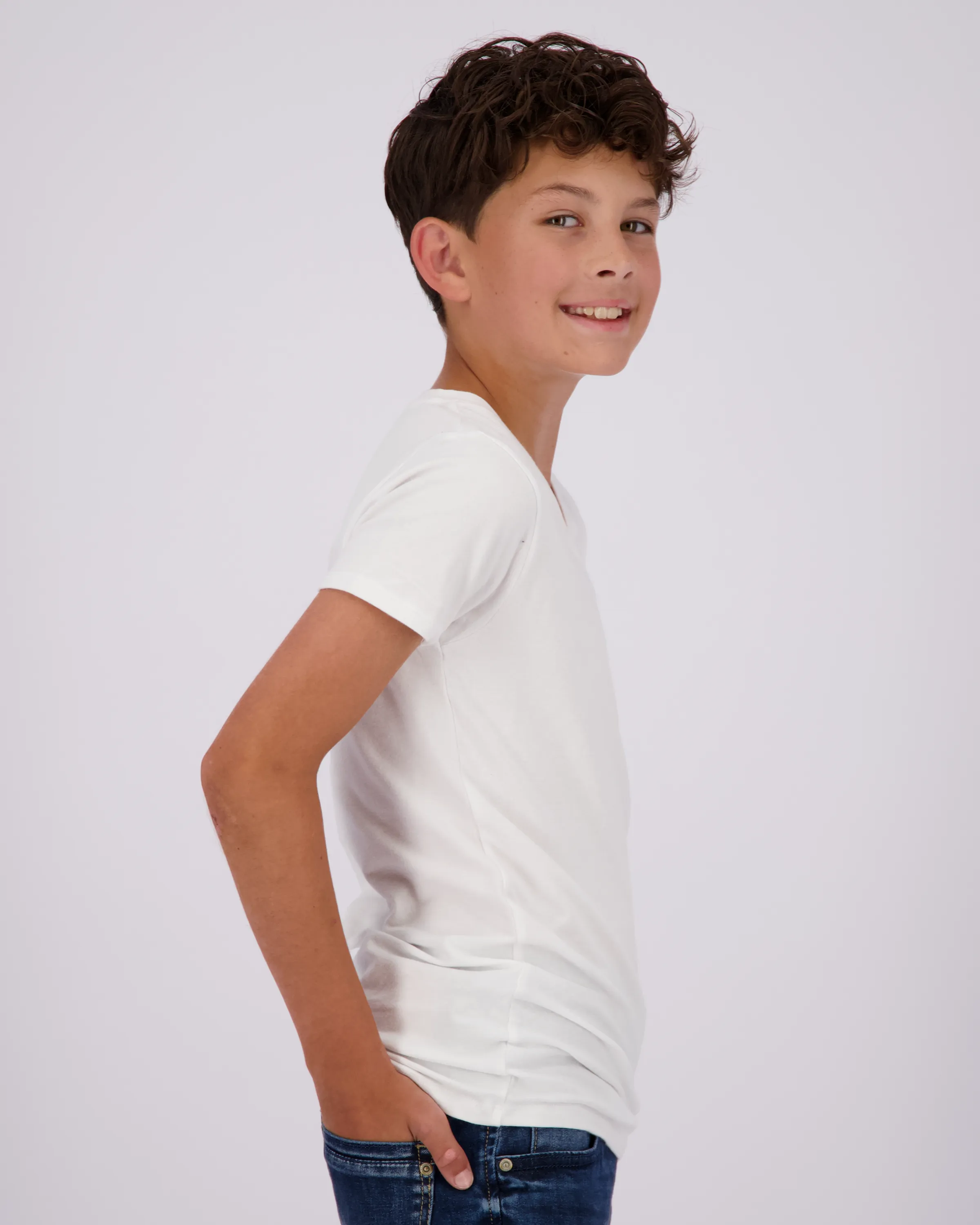 Boys T-shirt V-neck 2 pack | White