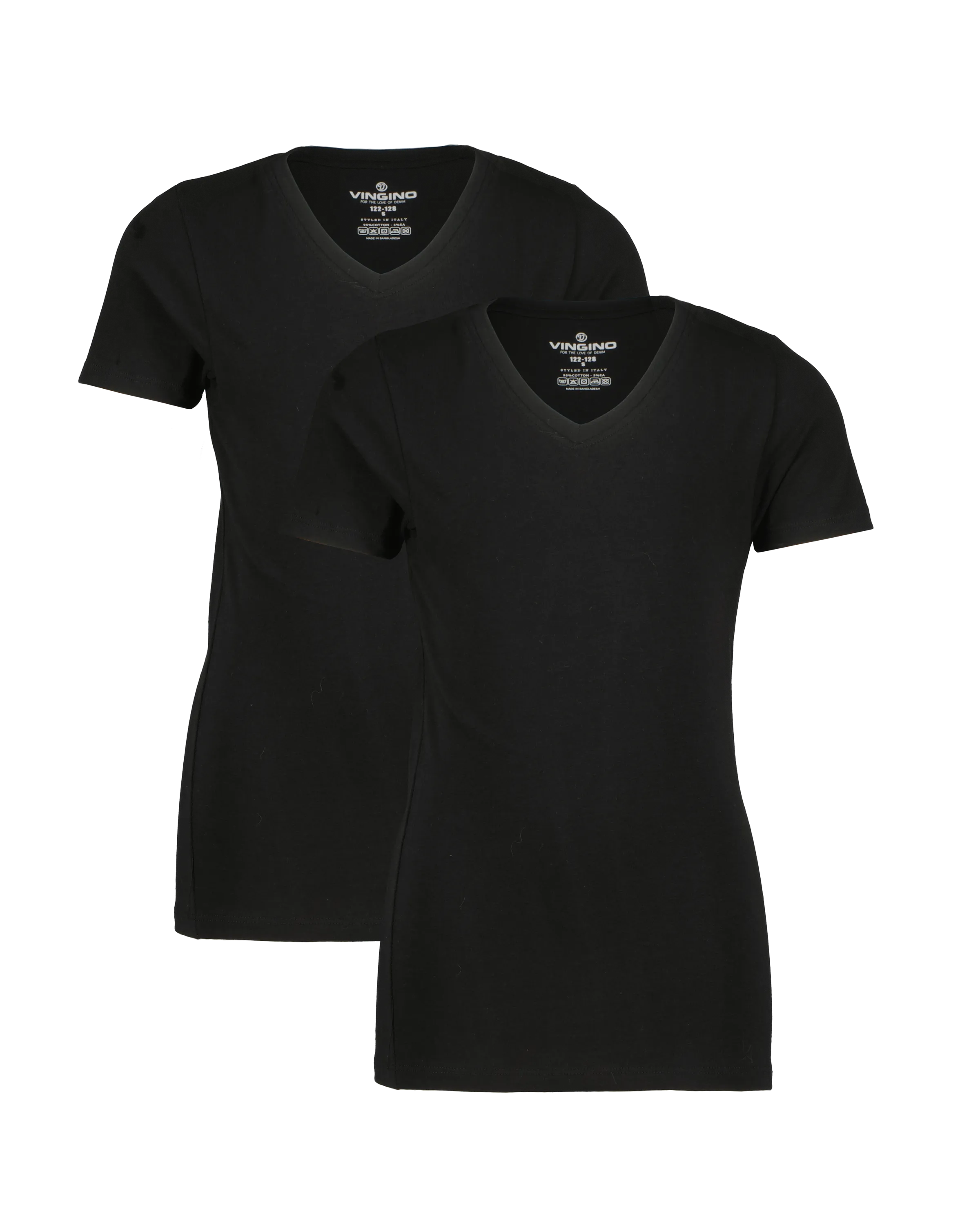 Boys T-shirt V-neck 2 pack | Black
