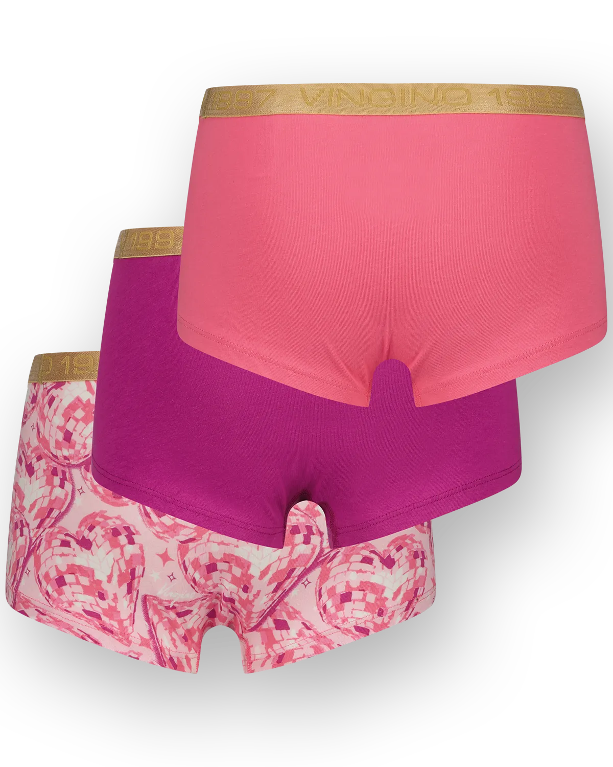 Girls Hipster disco heart 3-pack | Pink