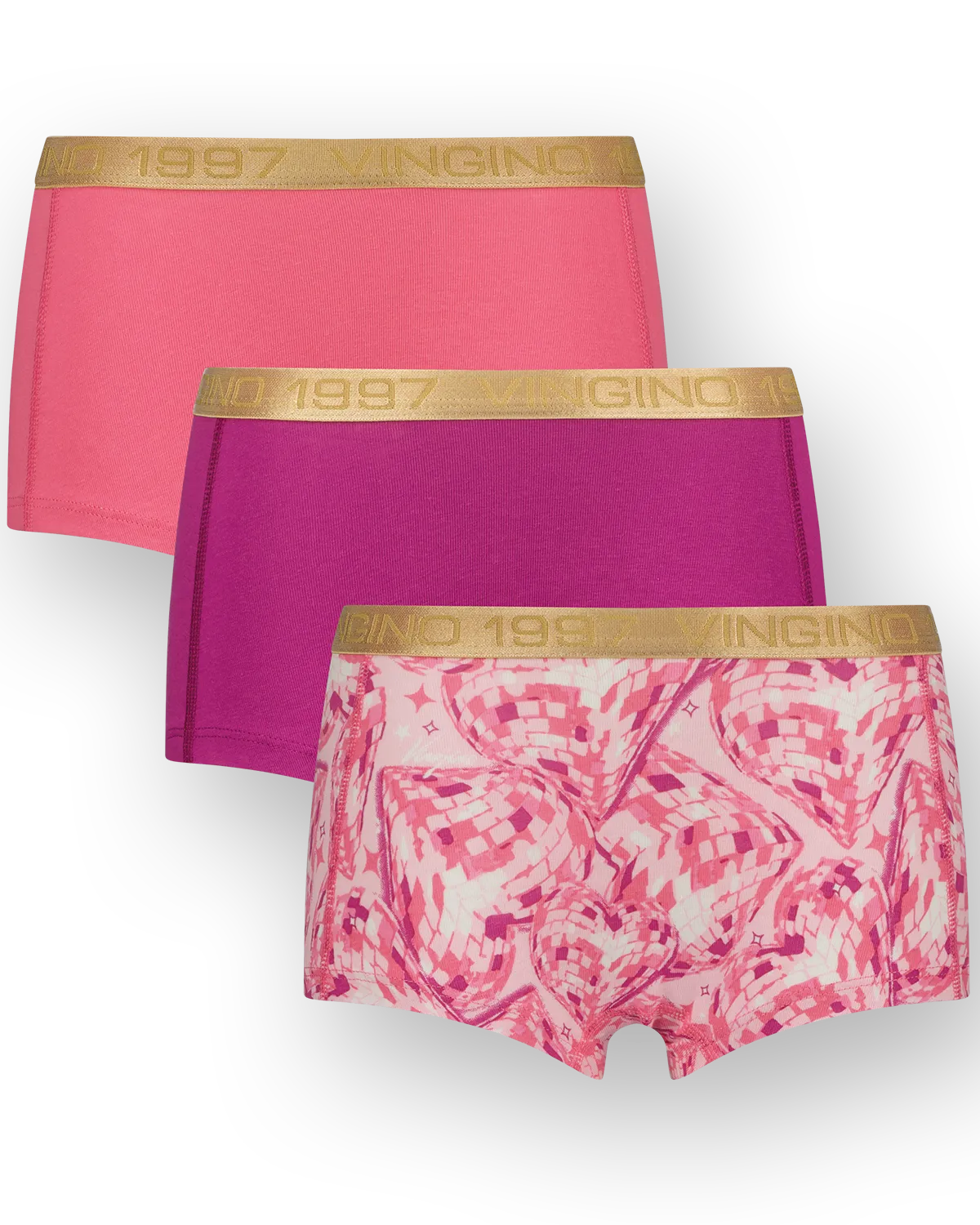Girls Hipster disco heart 3-pack | Pink