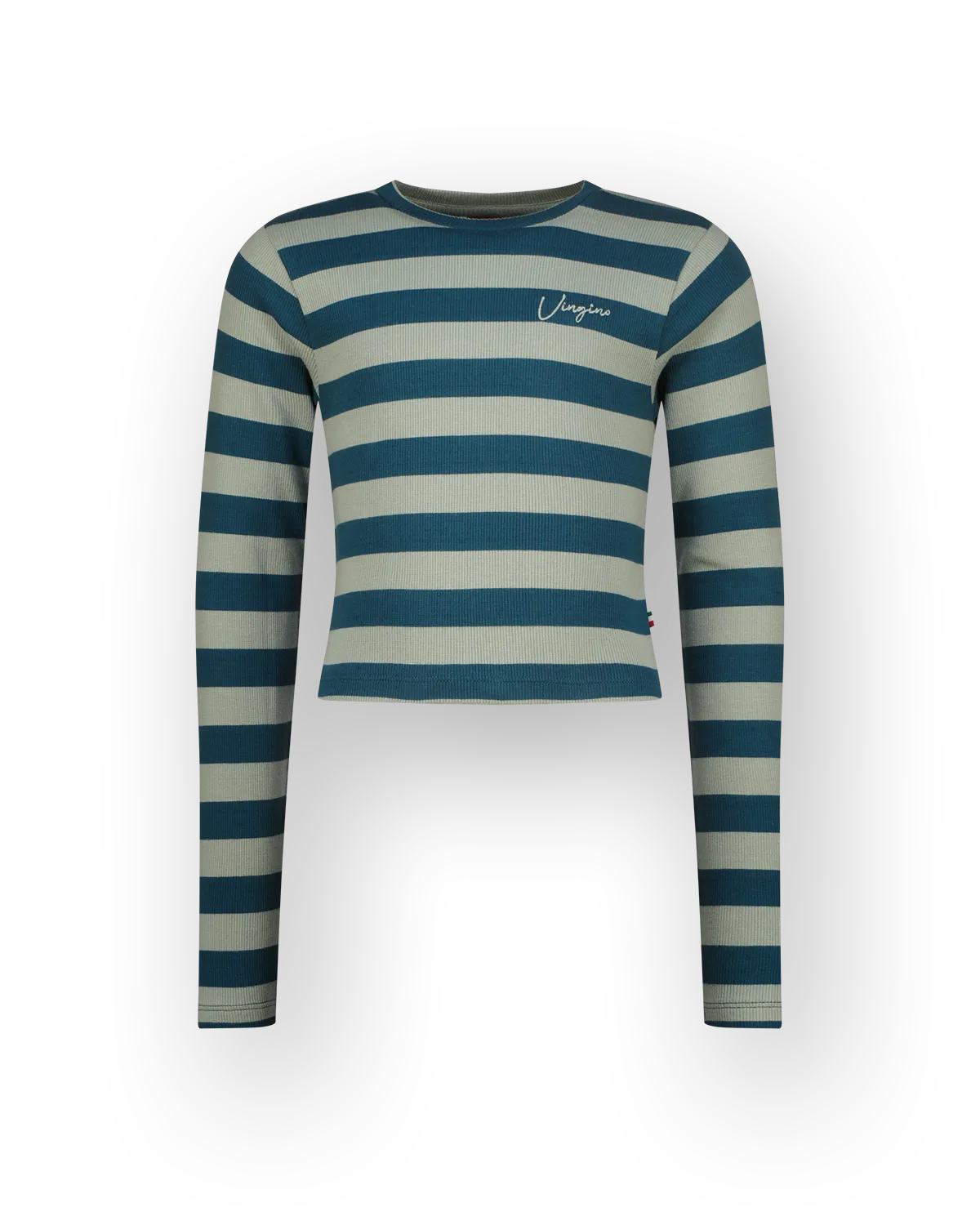 Meisjes Top G-basic-crop rib stripe | Groen