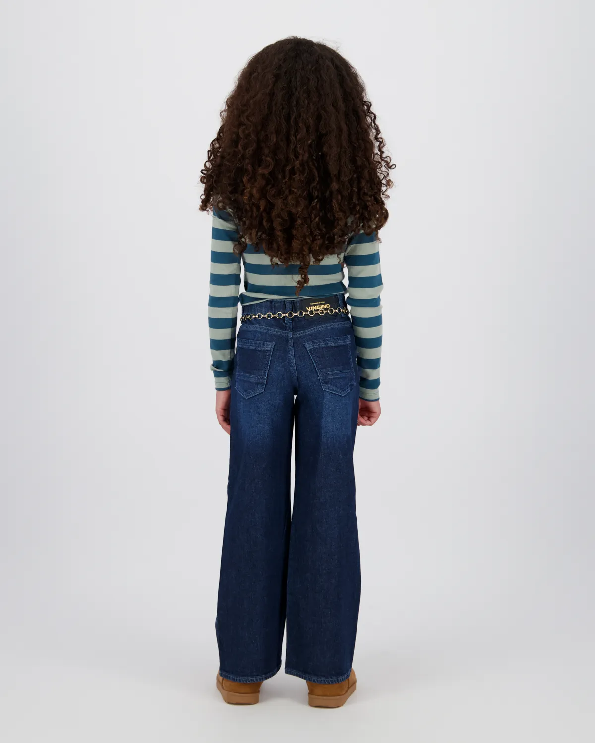 Meisjes Top G-basic-crop rib stripe | Groen