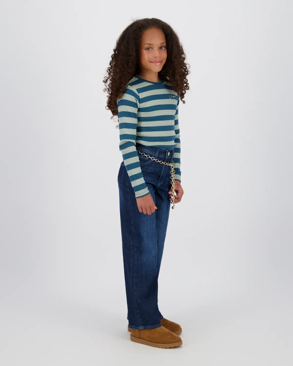Meisjes Top G-basic-crop rib stripe | Groen