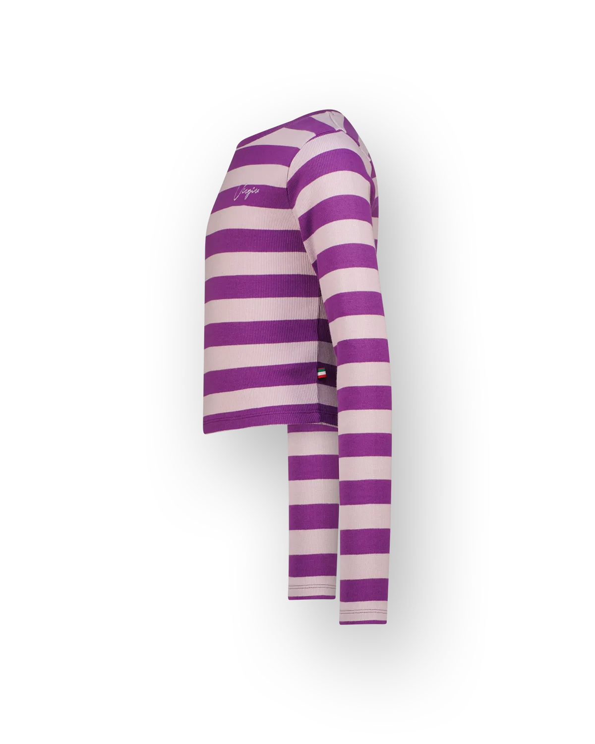 Top G-basic-crop rib stripe