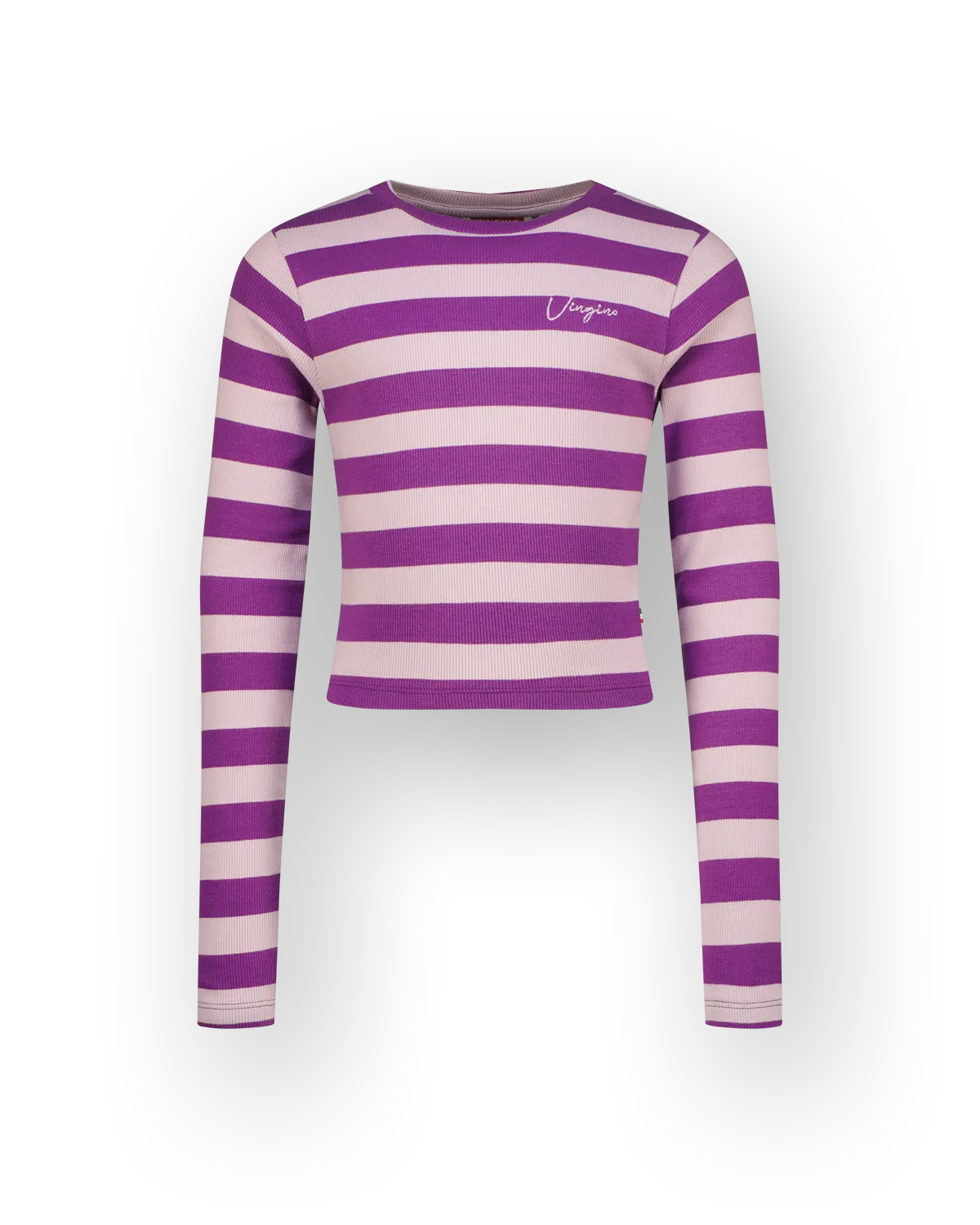 Top G-basic-crop rib stripe