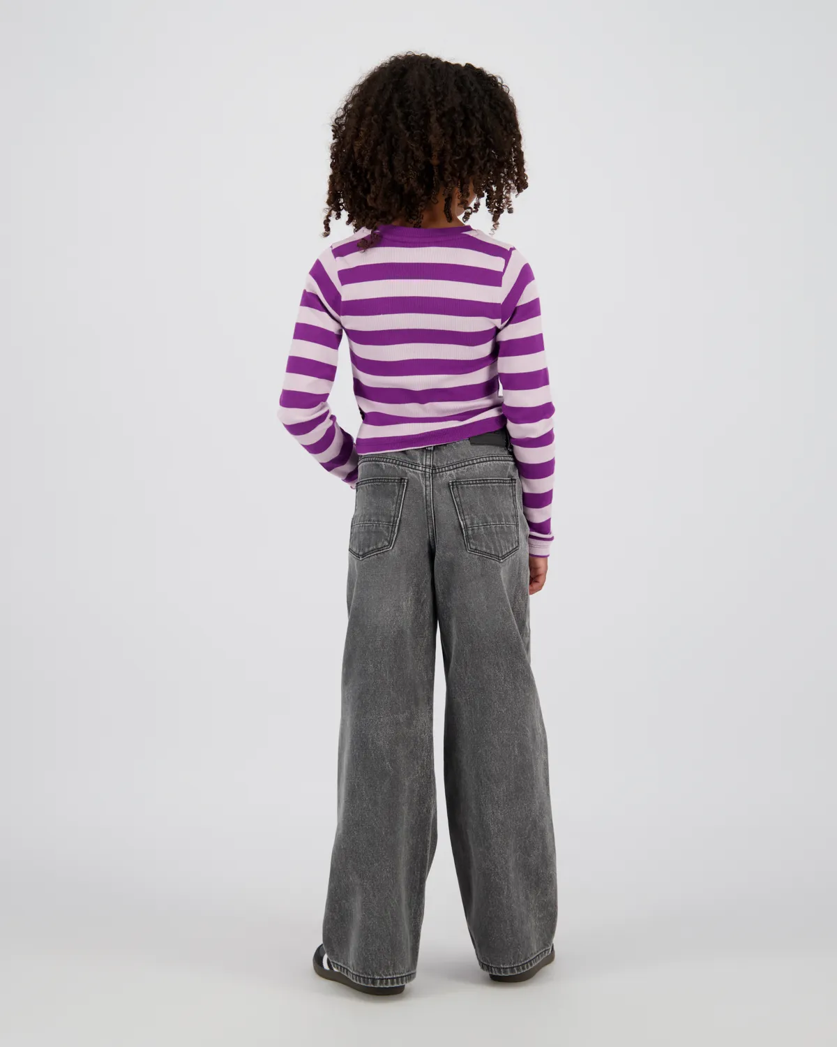 Top G-basic-crop rib stripe