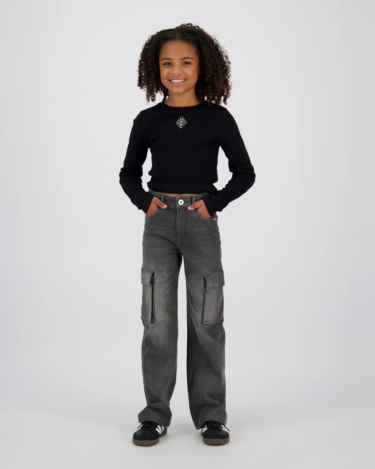 Girls Wide leg Jeans Coco Cargo | Black