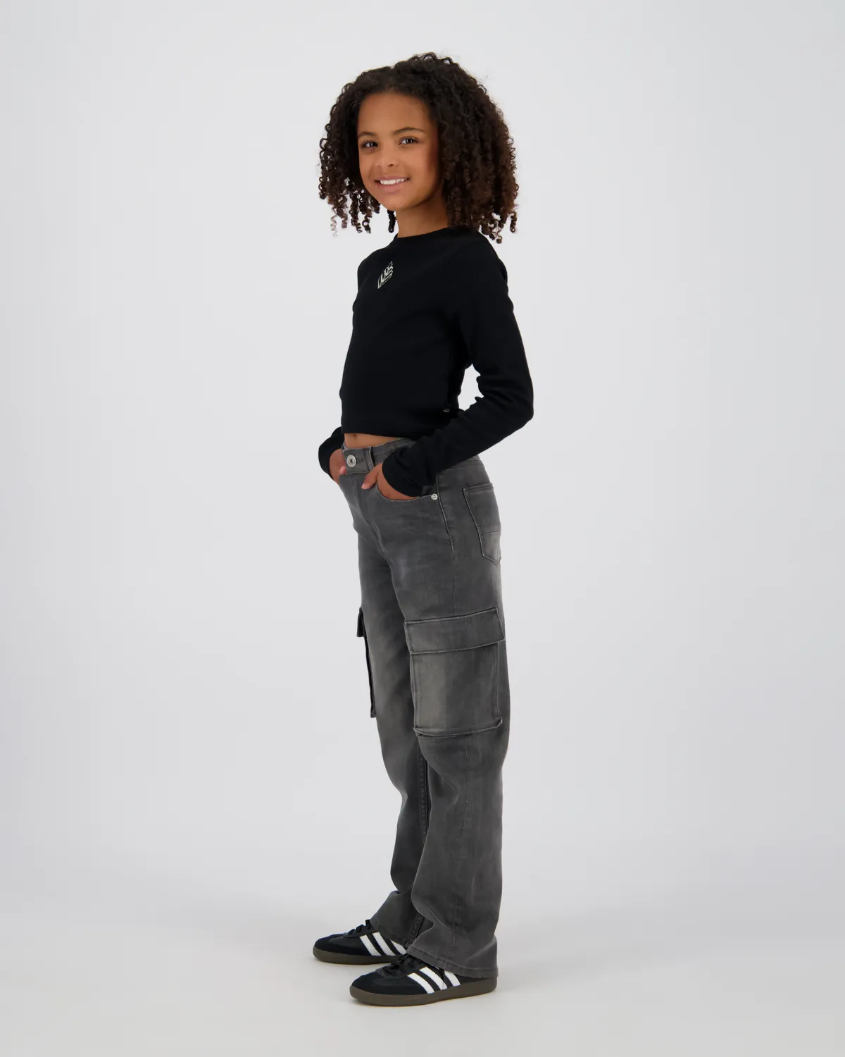 Girls Wide leg Jeans Coco Cargo | Black