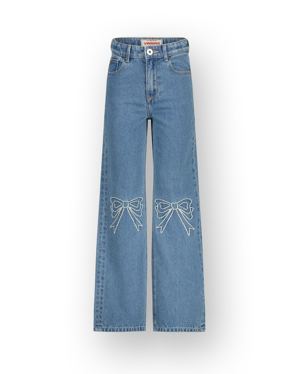 Meisjes Wide leg Jeans Cato Bow | Blauw