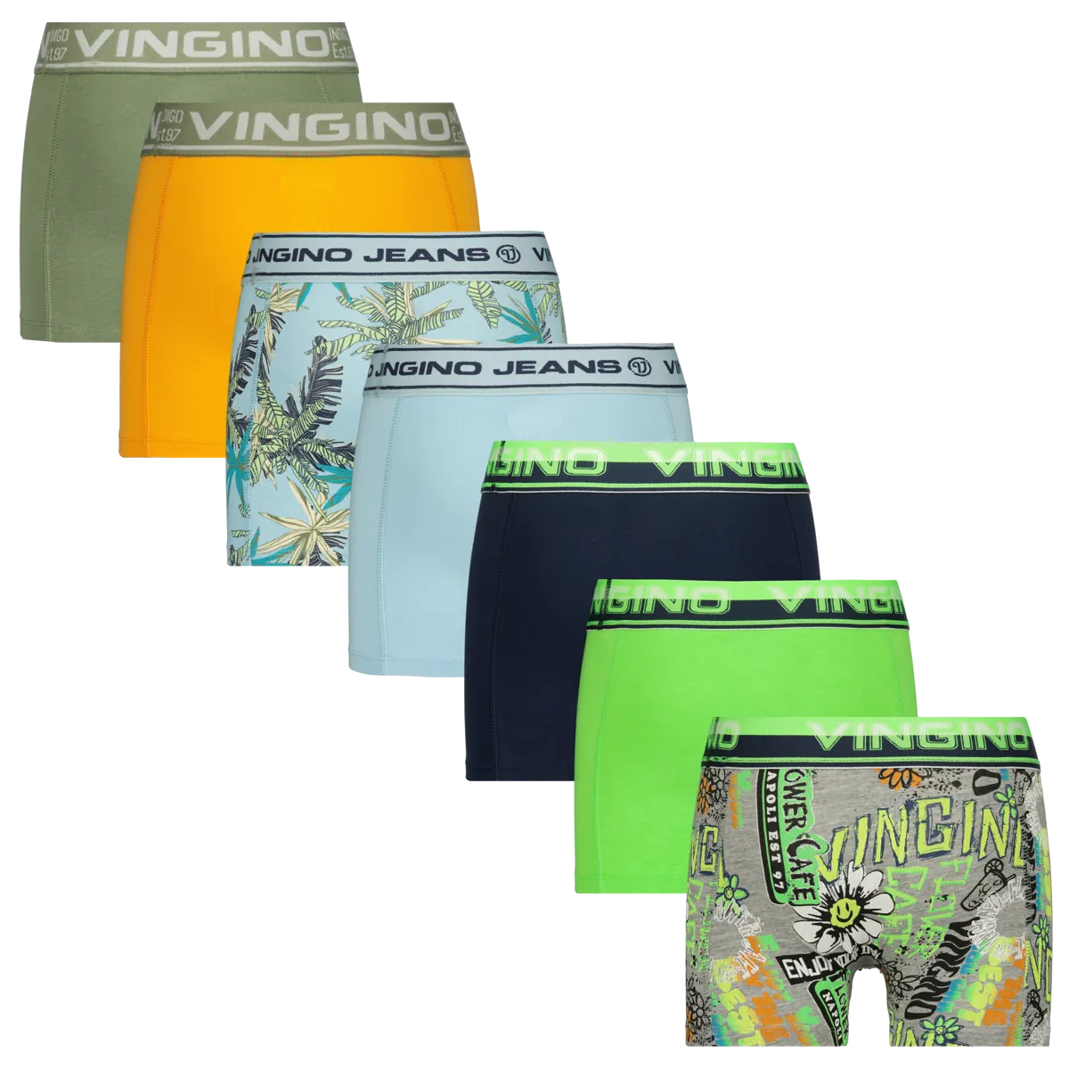 Jongens Boxer B-232-10 All Day Fun 7 Pack | Blauw