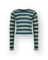 Top G-basic-crop rib stripe