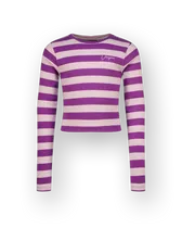 Top G-basic-crop rib stripe