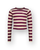 Top G-basic-crop rib stripe