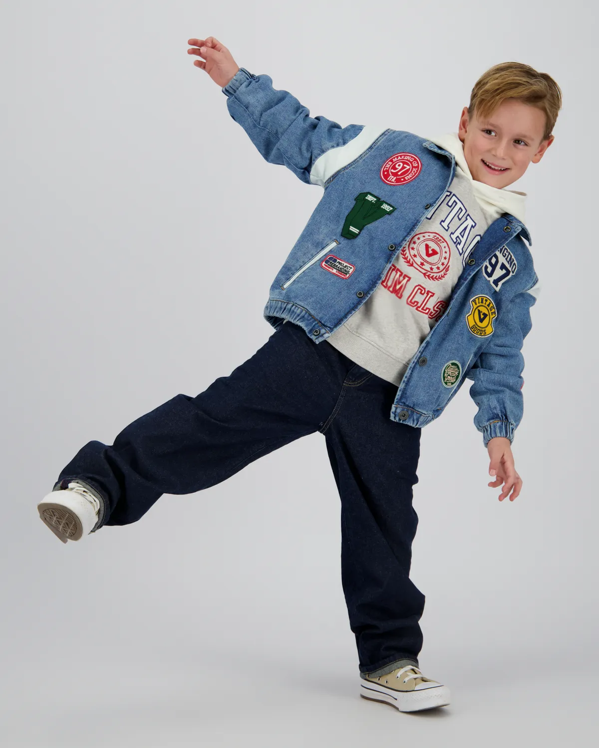 Jongens Boxy Jas Figo badge | Blauw