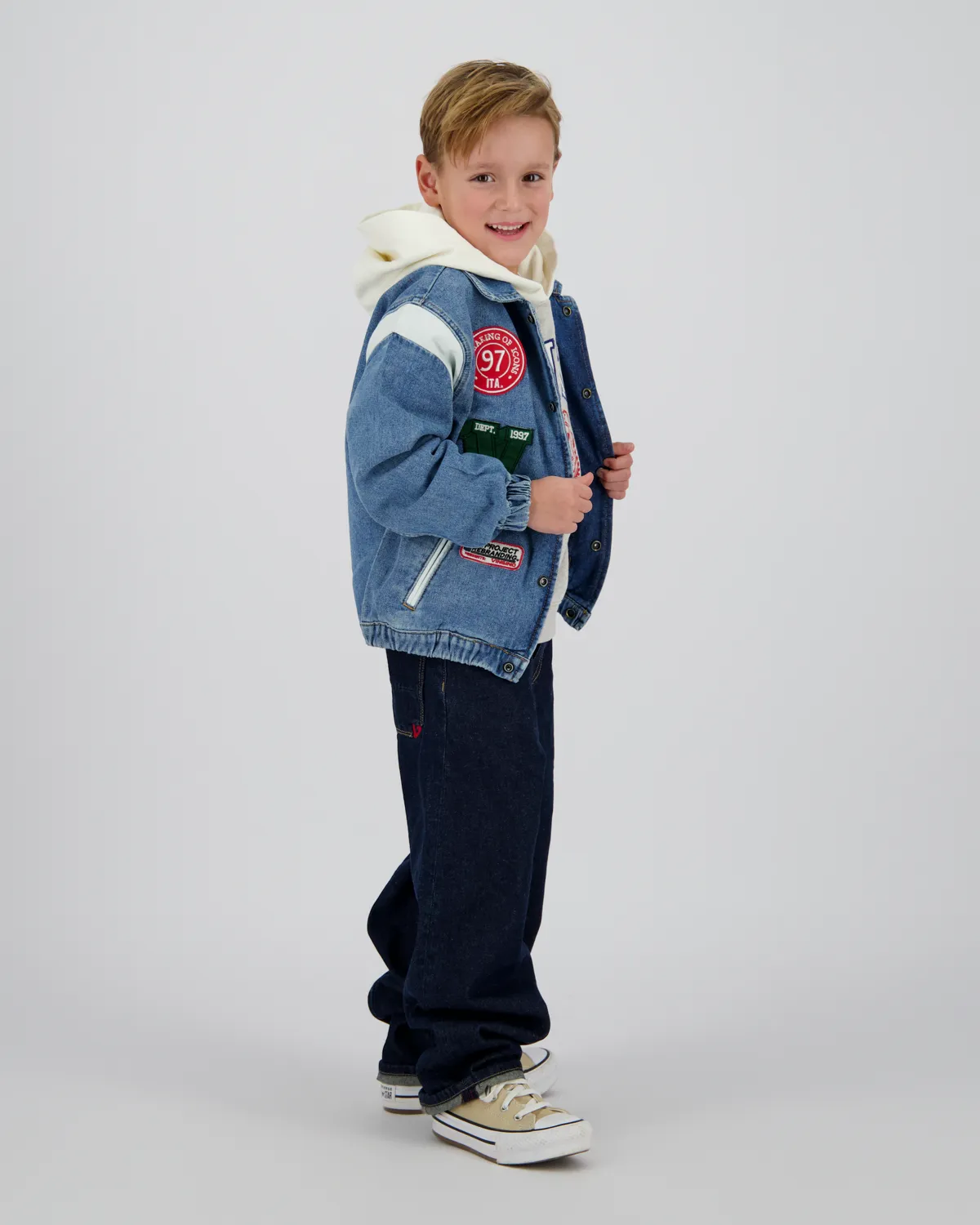 Jongens Boxy Jas Figo badge | Blauw