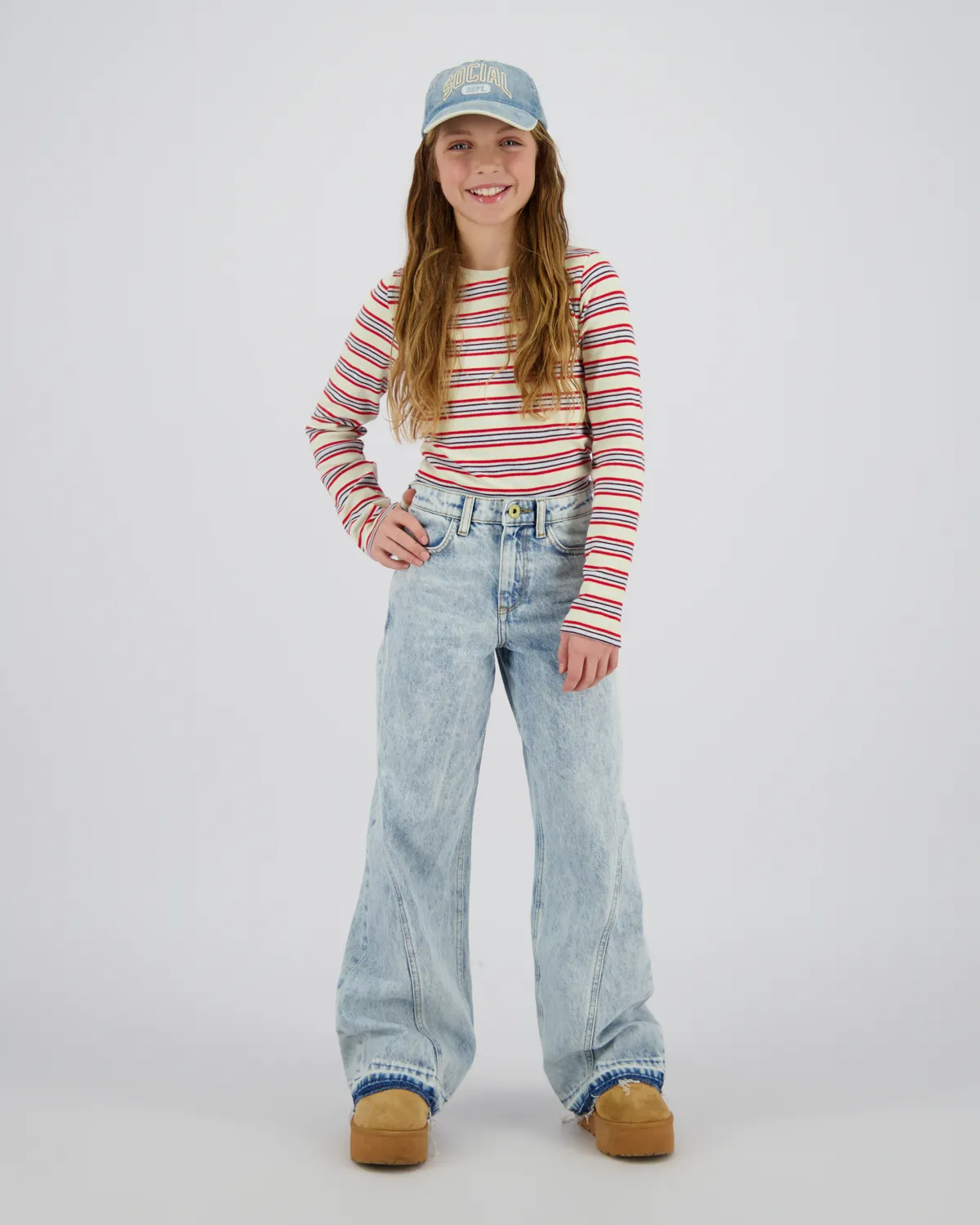 Meisjes T-shirt Basic stripe top | Geel