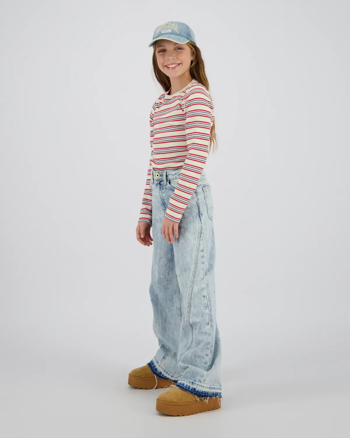 Meisjes T-shirt Basic stripe top | Geel
