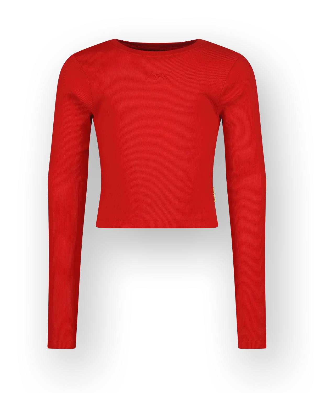 Girls T-shirt Basic crop rib top | Red