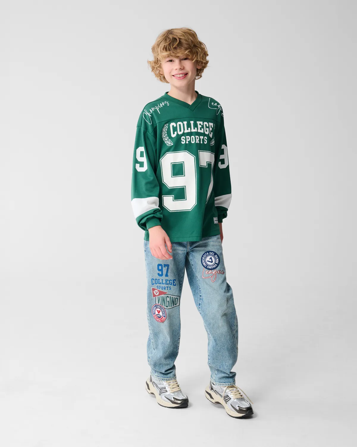 Jongens Baggy Jeans Karter badge | Blauw